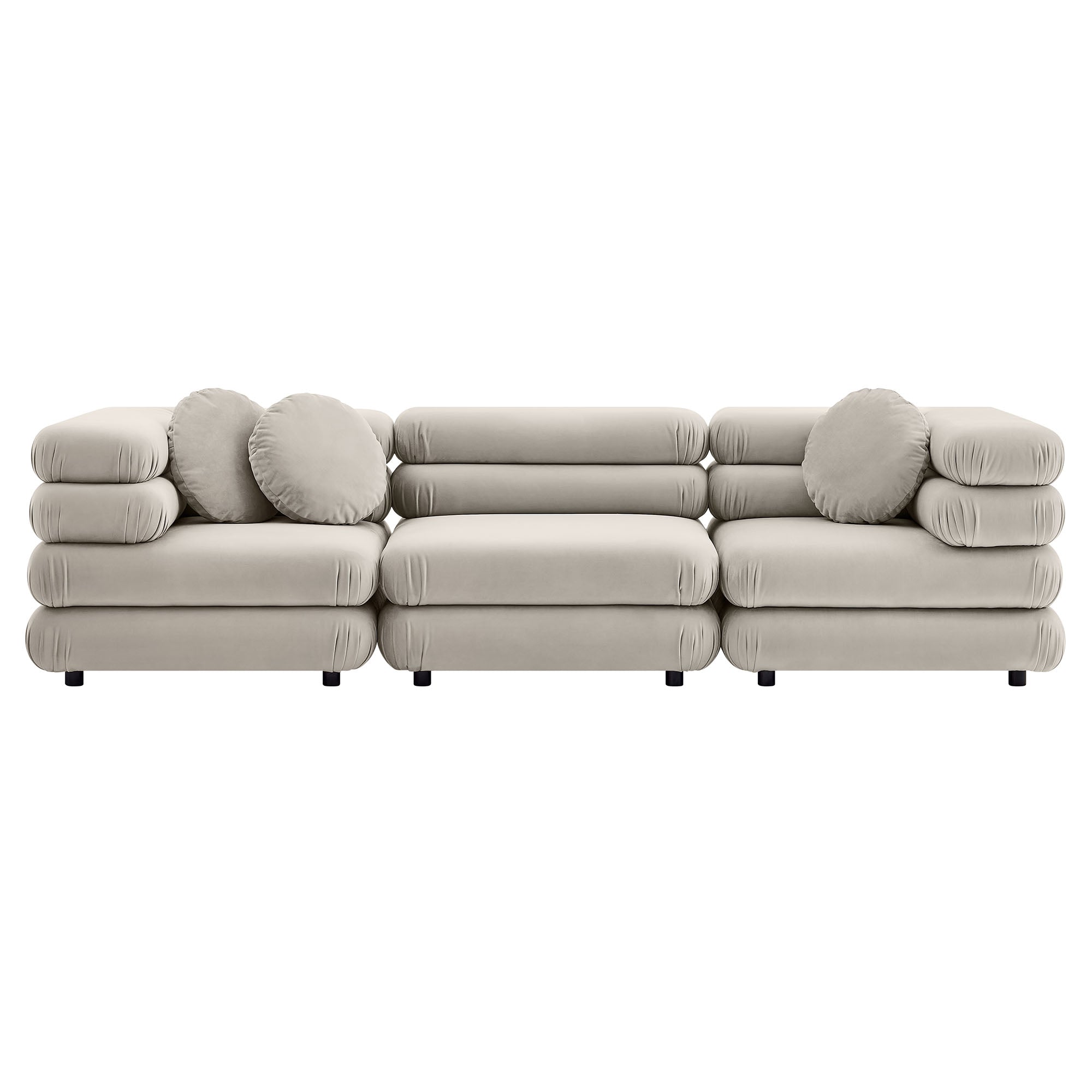 Jubilee 3-Piece Modular Performance Velvet Sectional Sofa, Almond