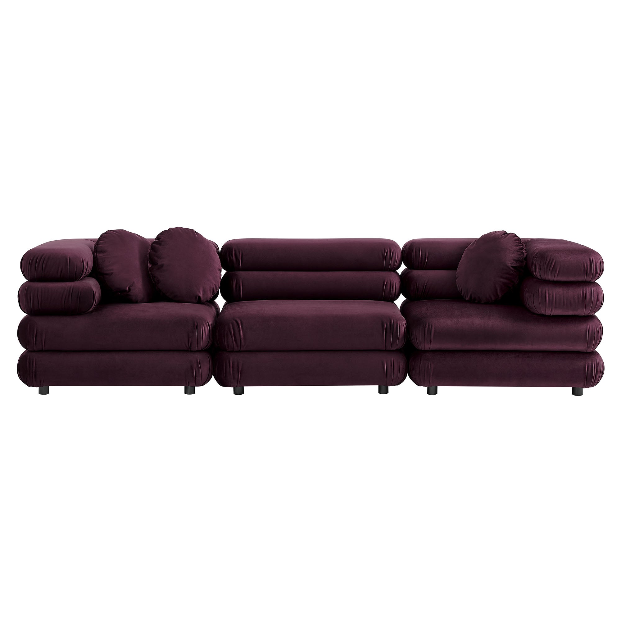 Jubilee 3-Piece Modular Performance Velvet Sectional Sofa, Mulberry