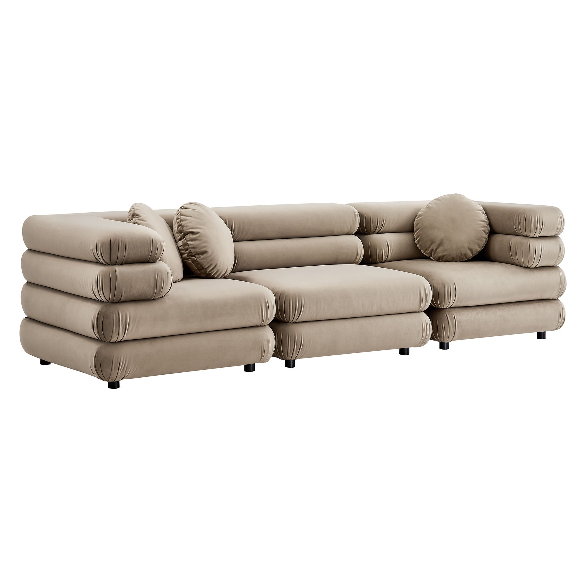 Jubilee 3-Piece Modular Performance Velvet Sectional Sofa, Taupe
