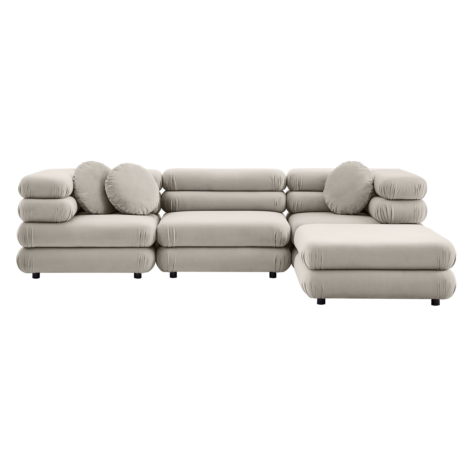 Jubilee 4-Piece Modular Performance Velvet Sectional Sofa, Almond