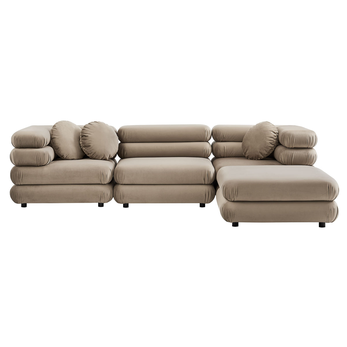 Jubilee 4-Piece Modular Performance Velvet Sectional Sofa, Taupe