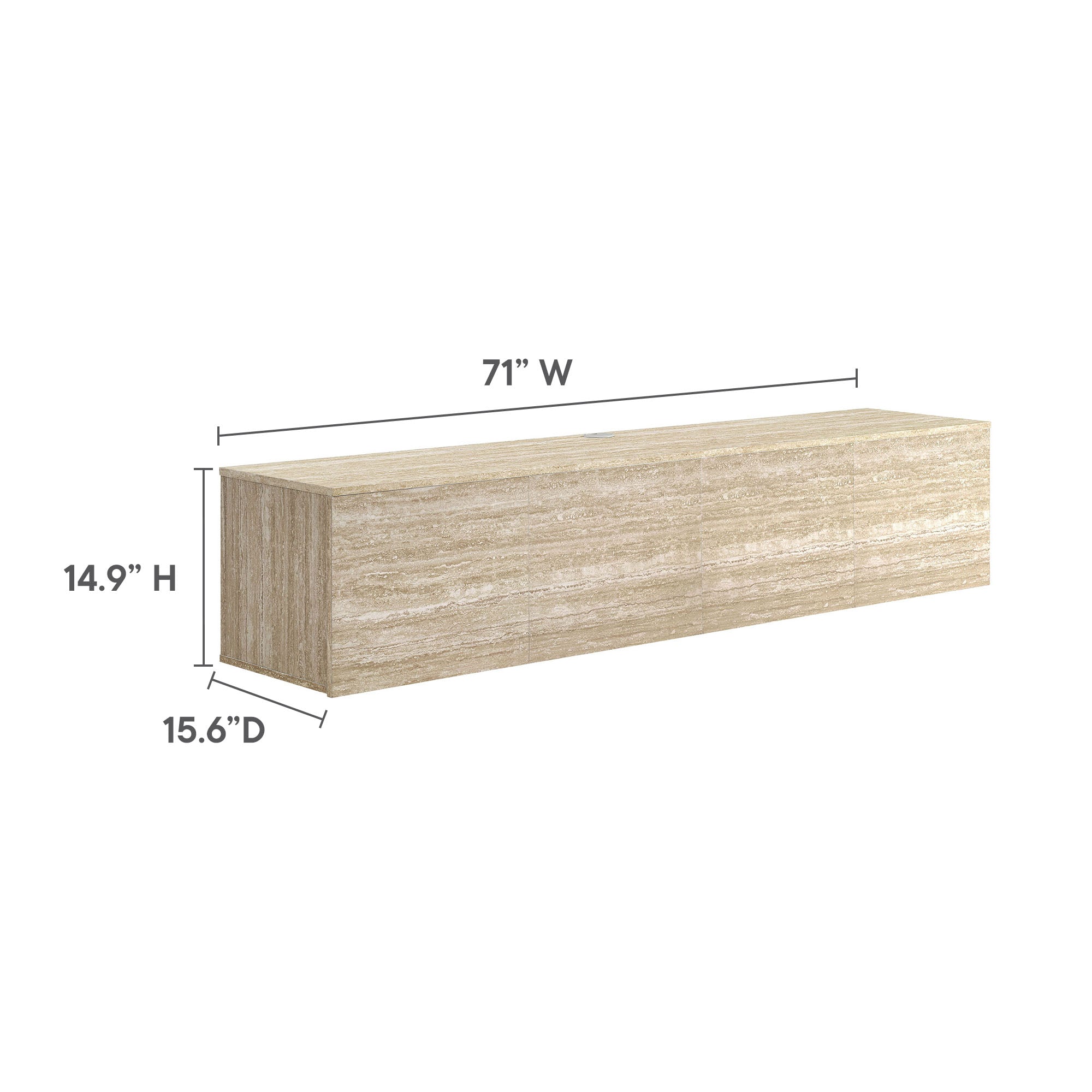 Terra 71" Wall-Mounted TV Stand, Travertine