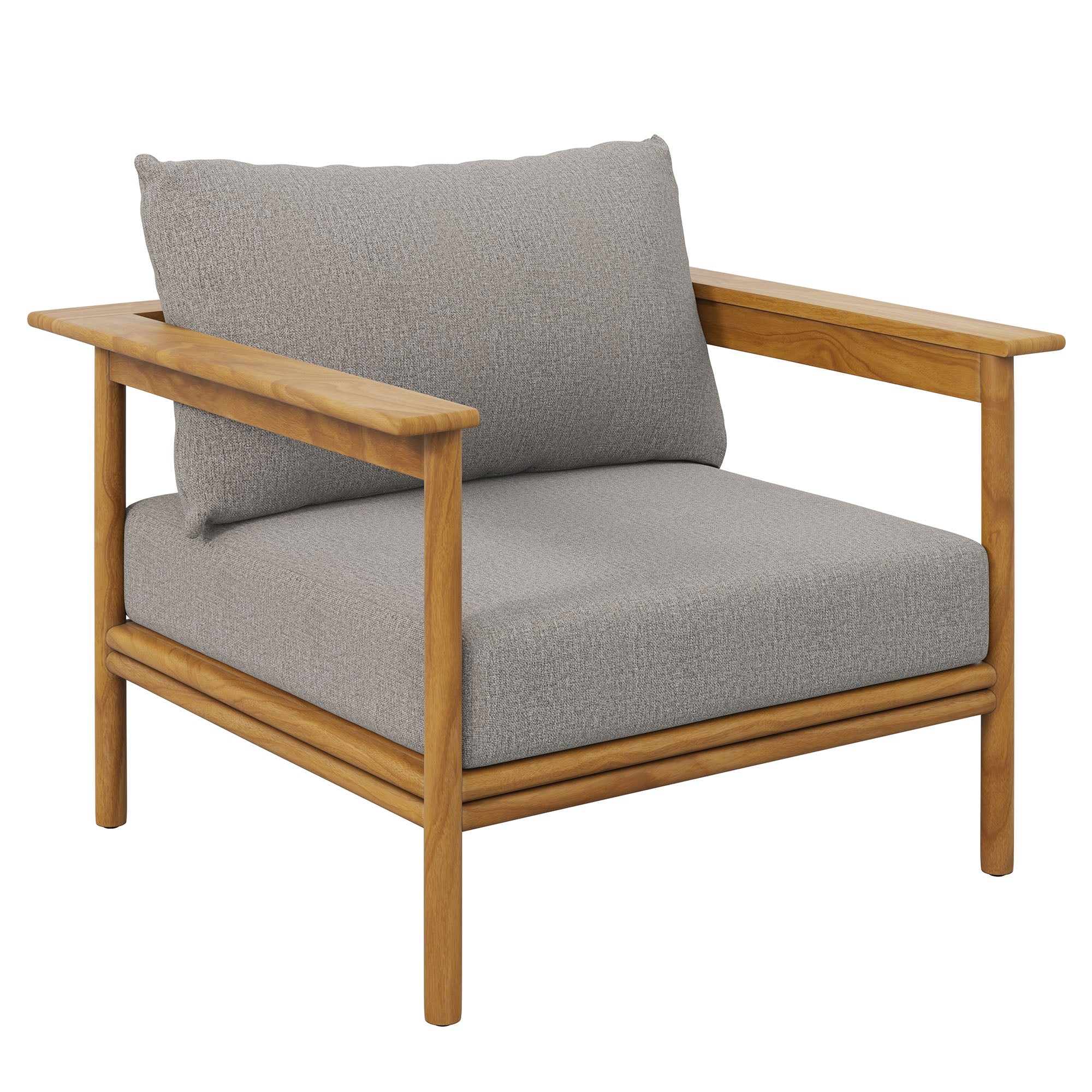 Wren Outdoor Patio Teak Wood Armchair, Natural Driftwood
