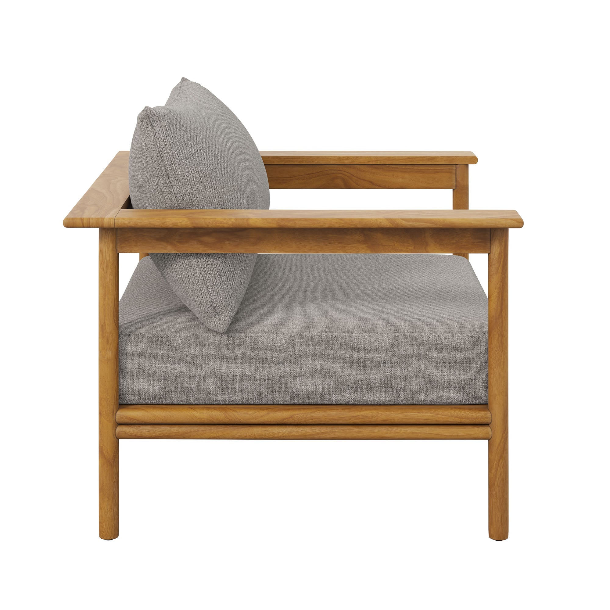 Wren Outdoor Patio Teak Wood Armchair, Natural Driftwood