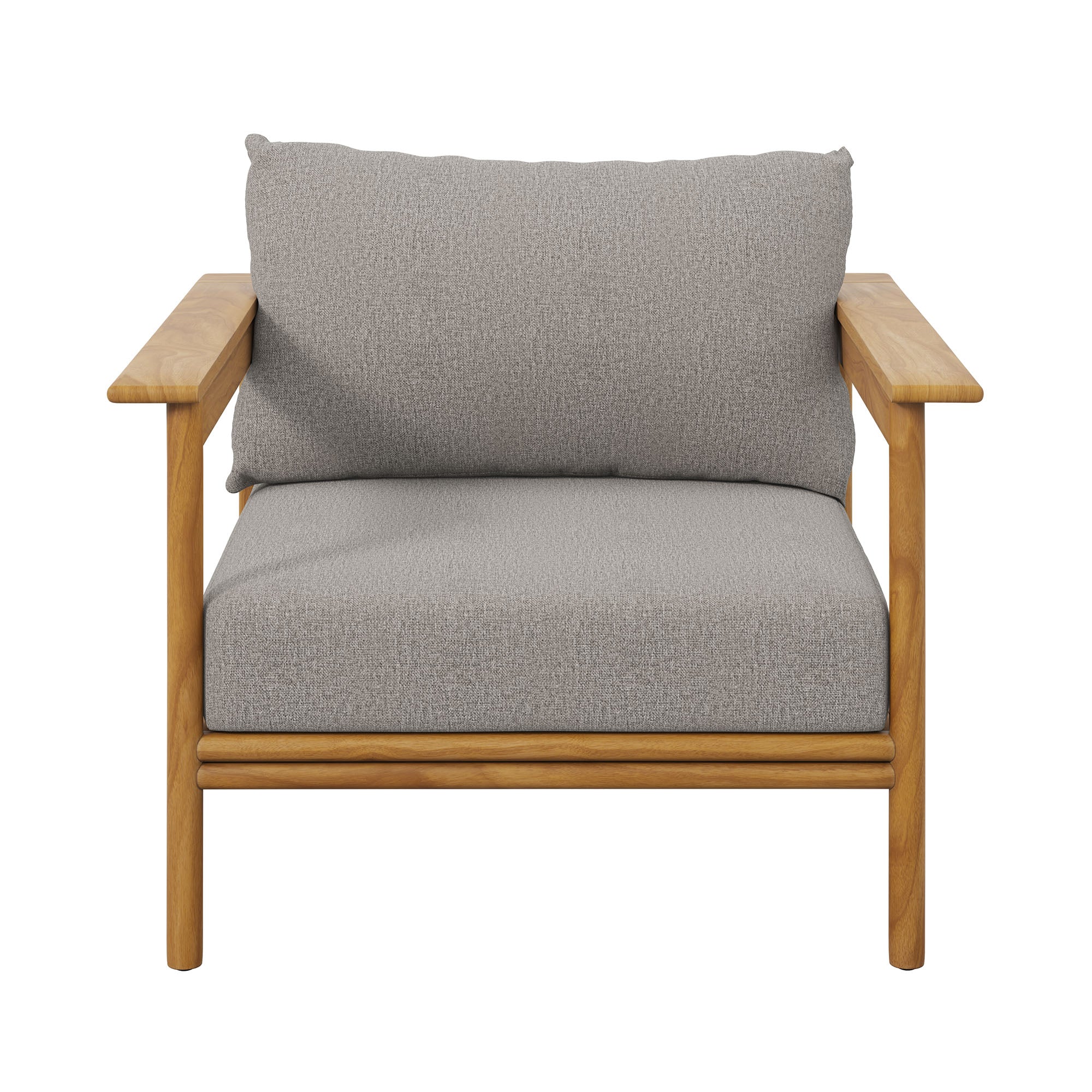 Wren Outdoor Patio Teak Wood Armchair, Natural Driftwood