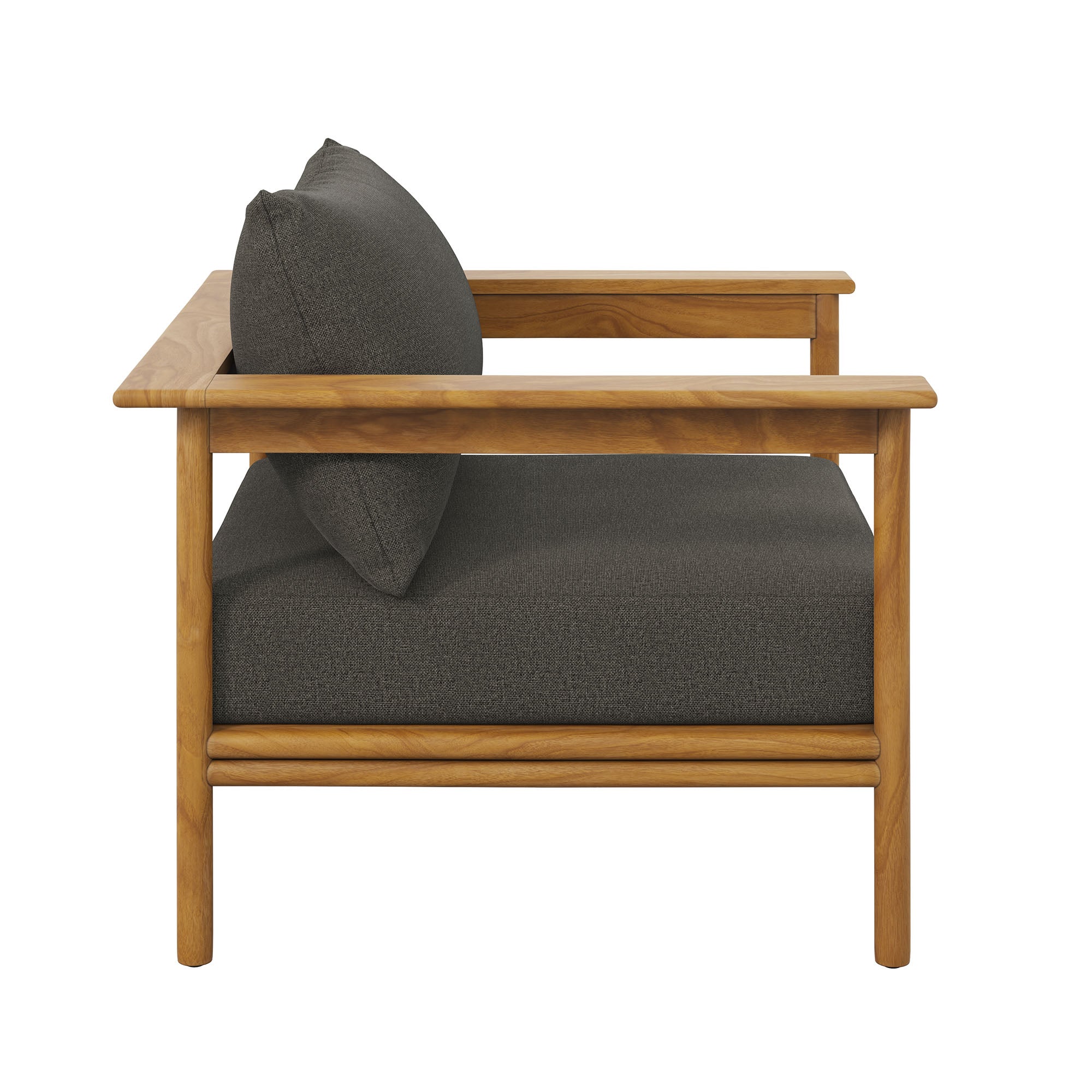 Wren Outdoor Patio Teak Wood Armchair, Natural Flint Gray
