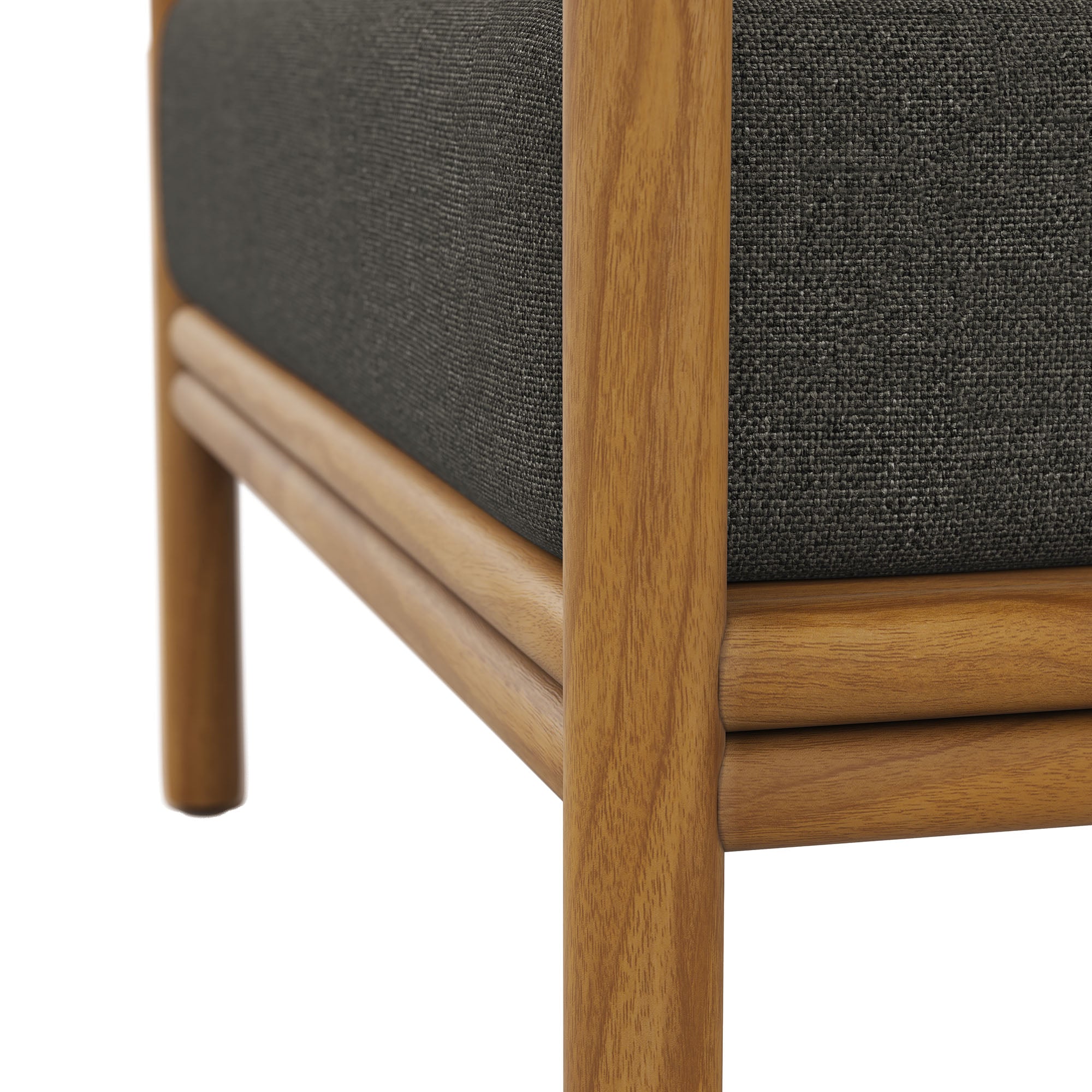 Wren Outdoor Patio Teak Wood Armchair, Natural Flint Gray