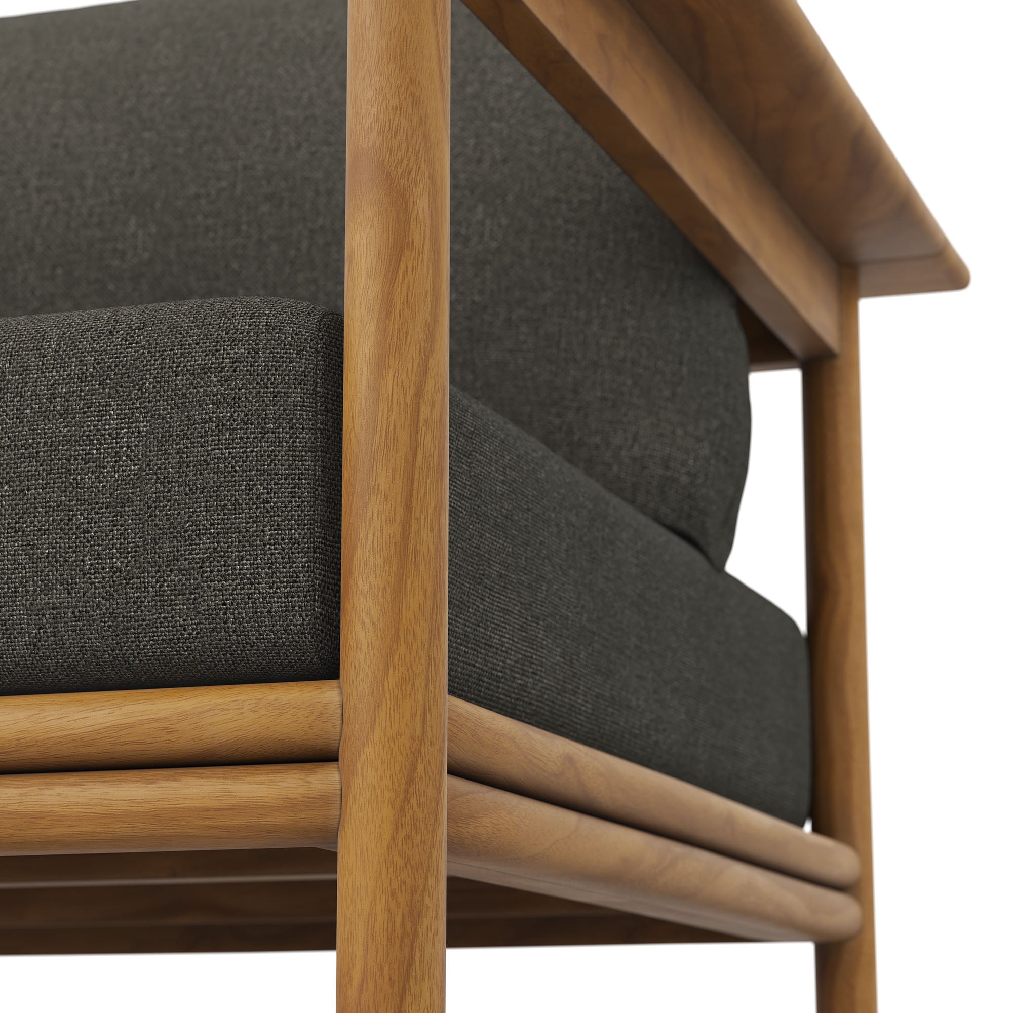 Wren Outdoor Patio Teak Wood Armchair, Natural Flint Gray