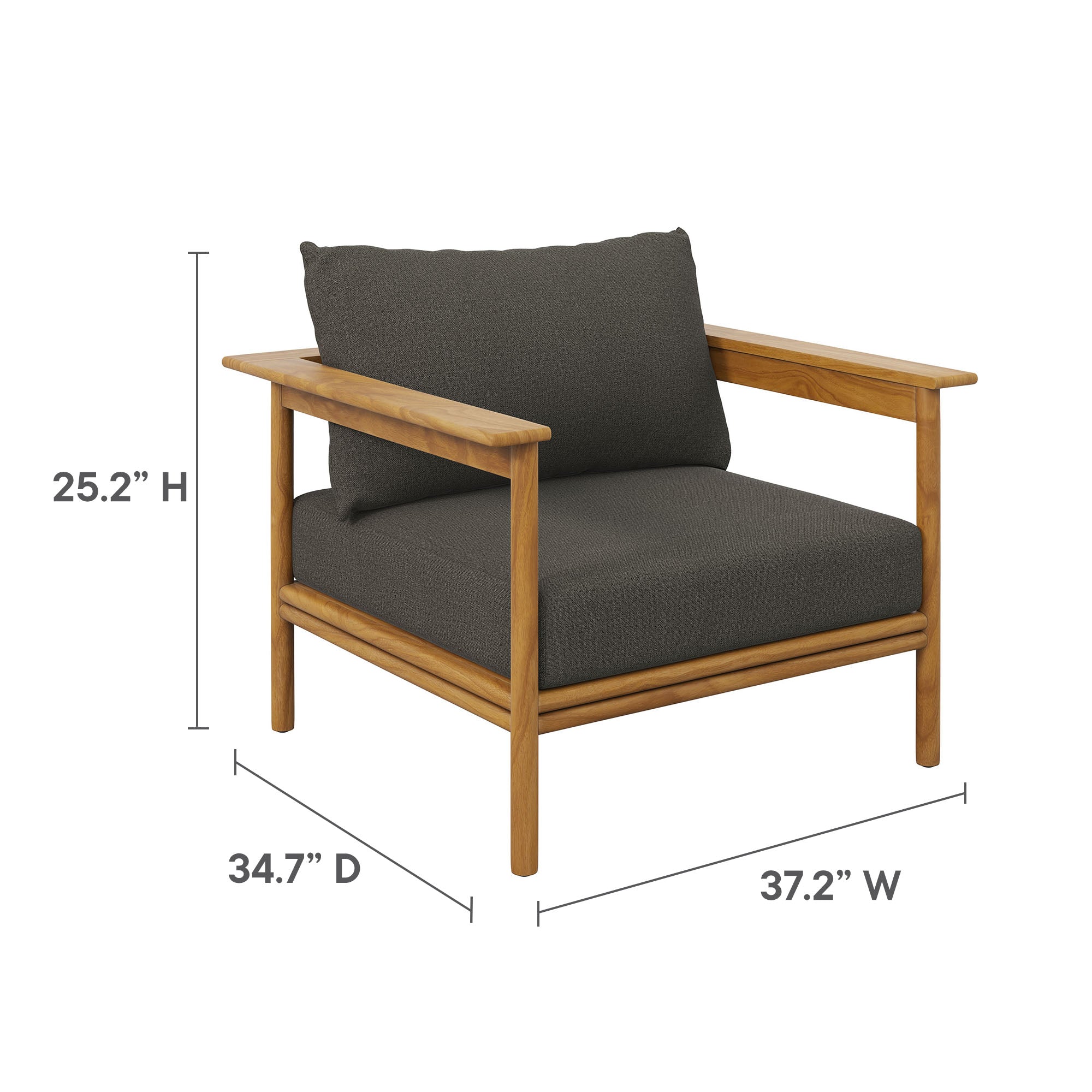 Wren 4-Piece Outdoor Patio Teak Wood Furniture Set, Natural Flint Gray