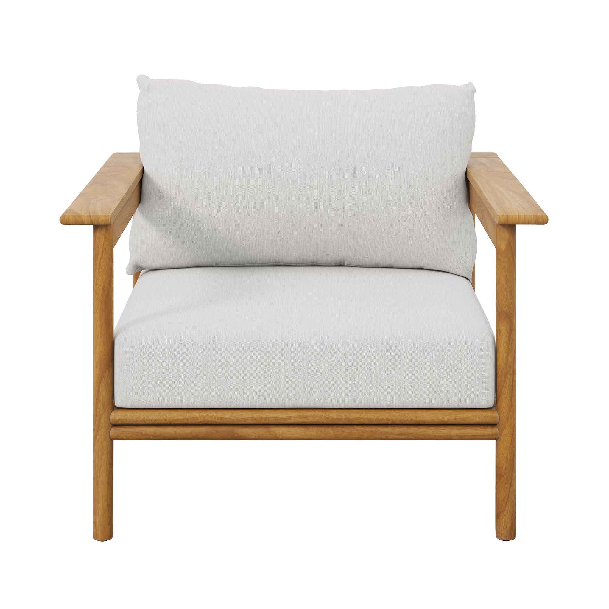 Wren Outdoor Patio Teak Wood Armchair Set of 2, Natural Sail