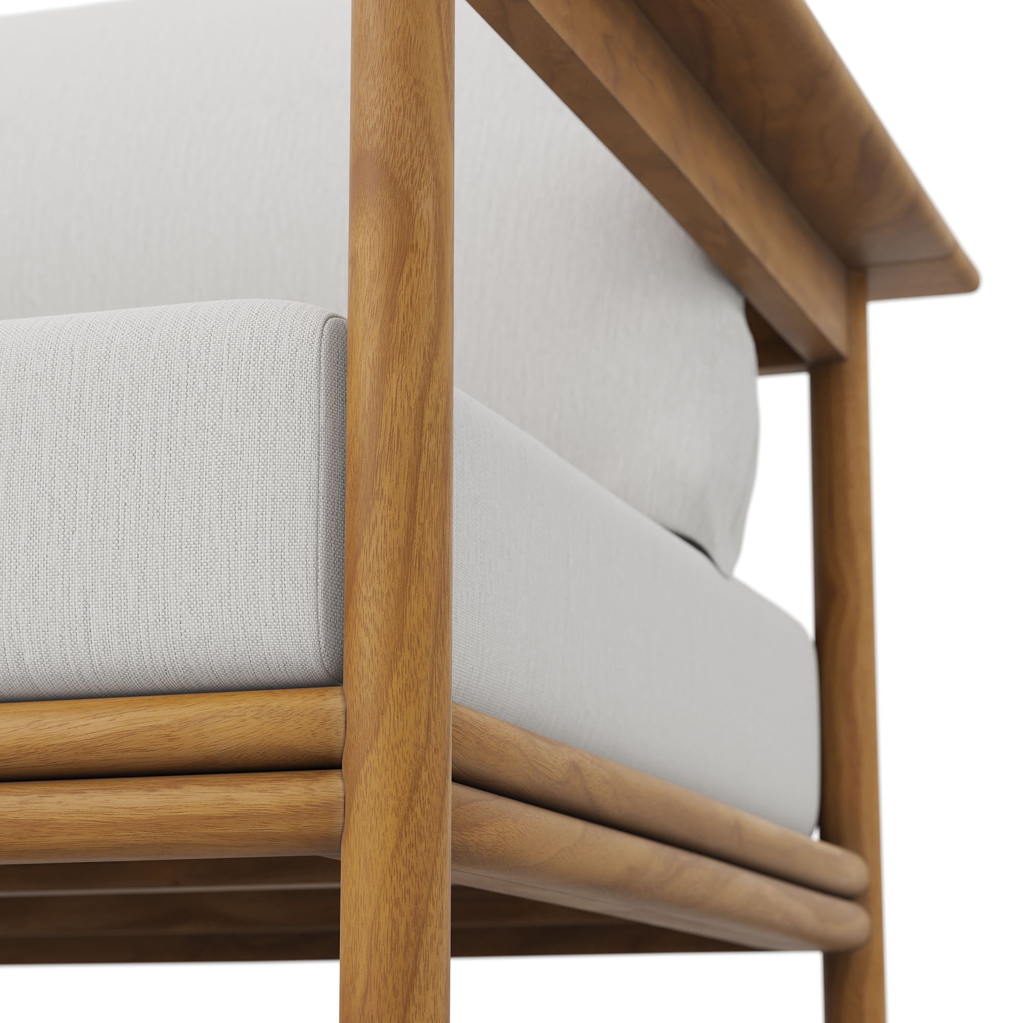 Wren Outdoor Patio Teak Wood Armchair Set of 2, Natural Sail