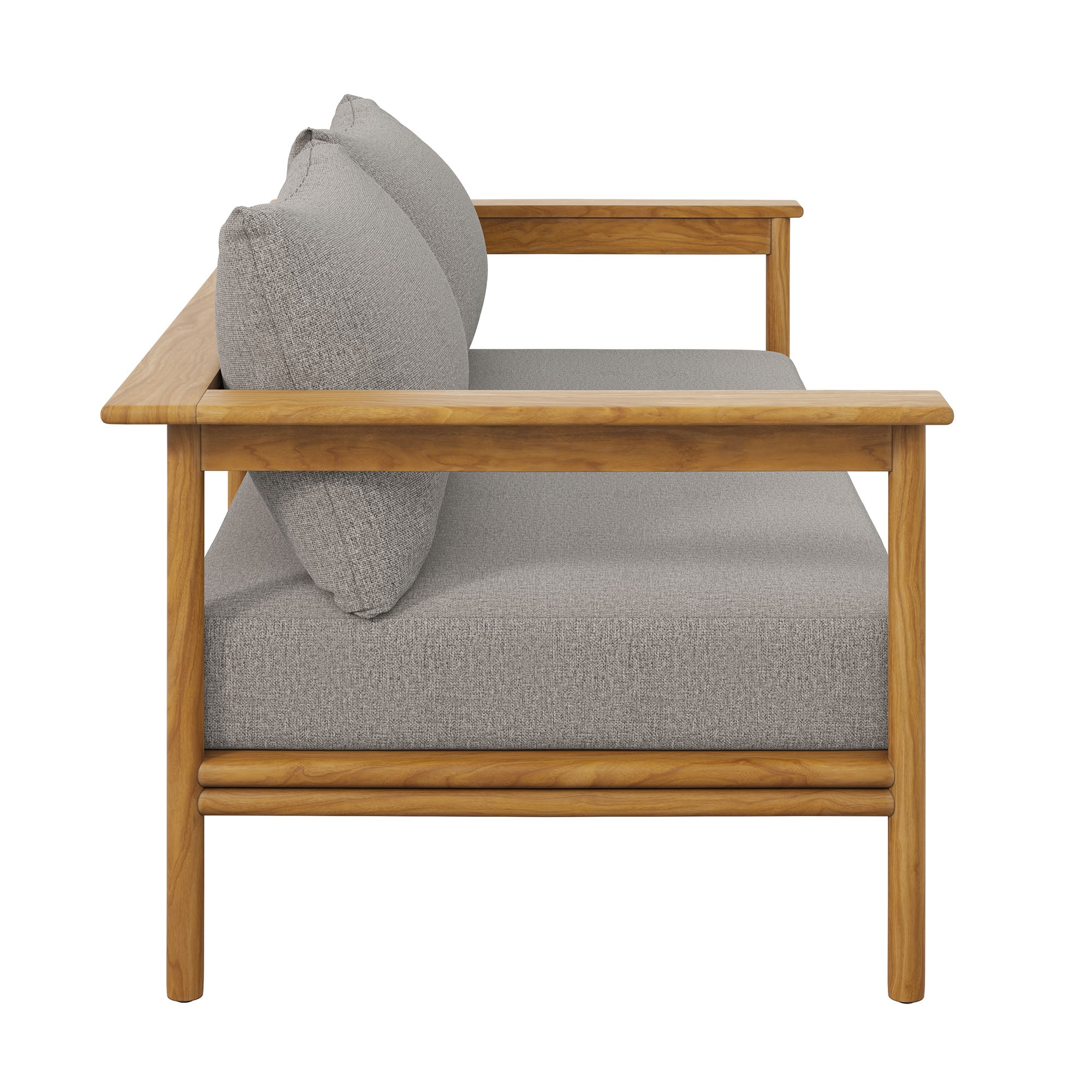 Wren Outdoor Patio Teak Wood Sofa, Natural Driftwood