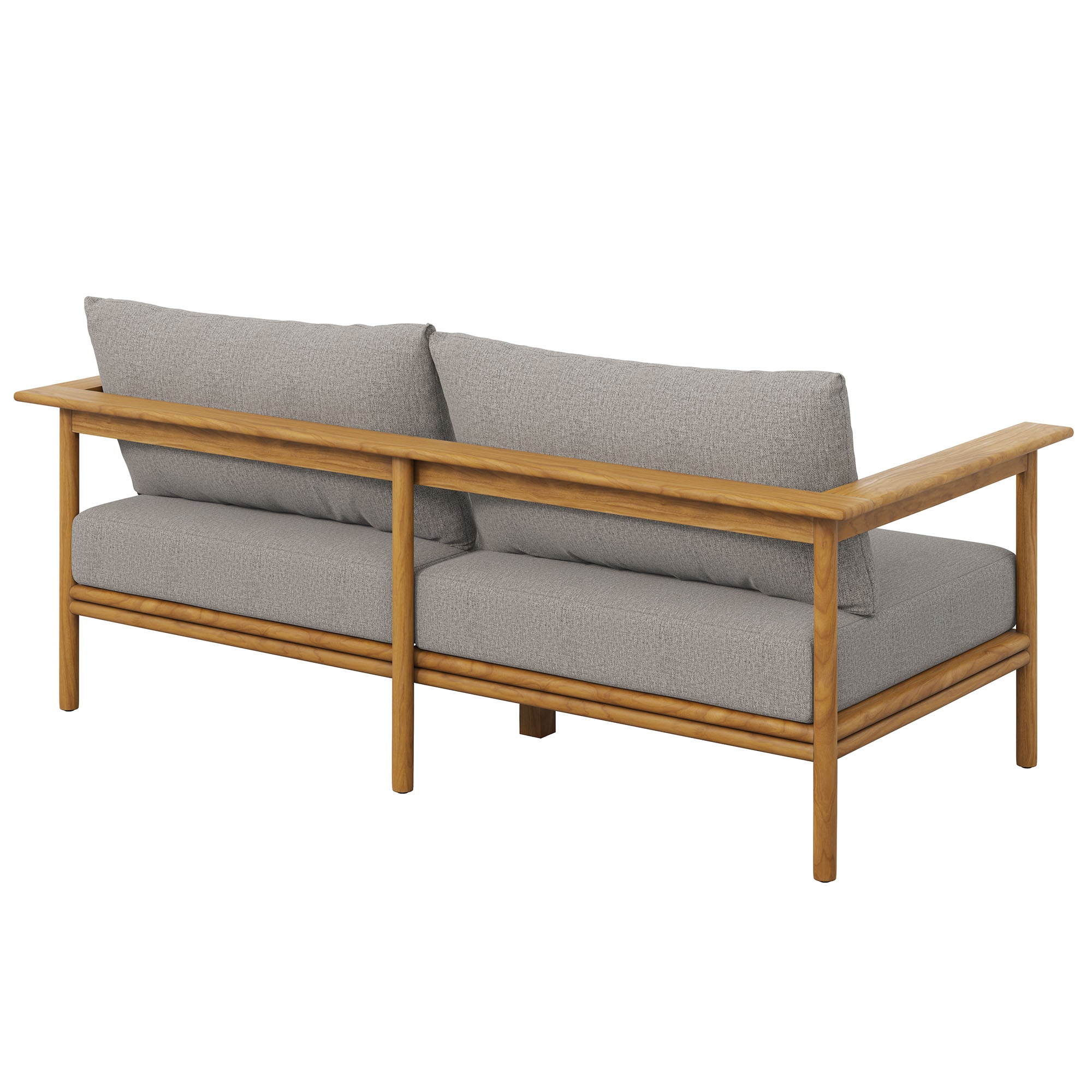 Wren Outdoor Patio Teak Wood Sofa, Natural Driftwood