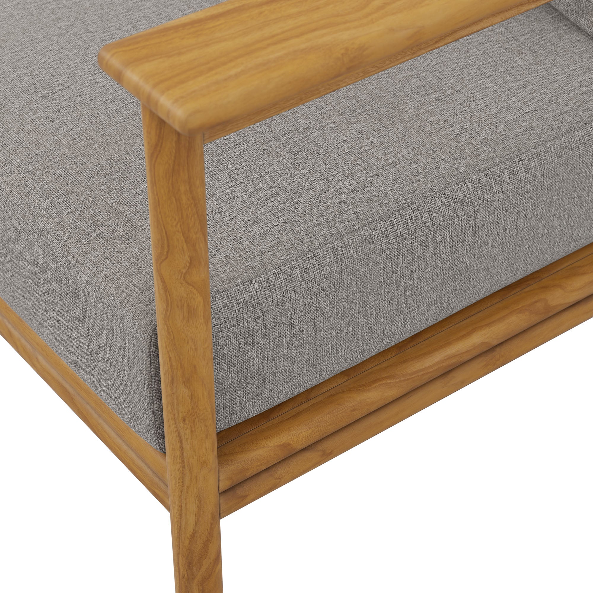 Wren Outdoor Patio Teak Wood Sofa, Natural Driftwood