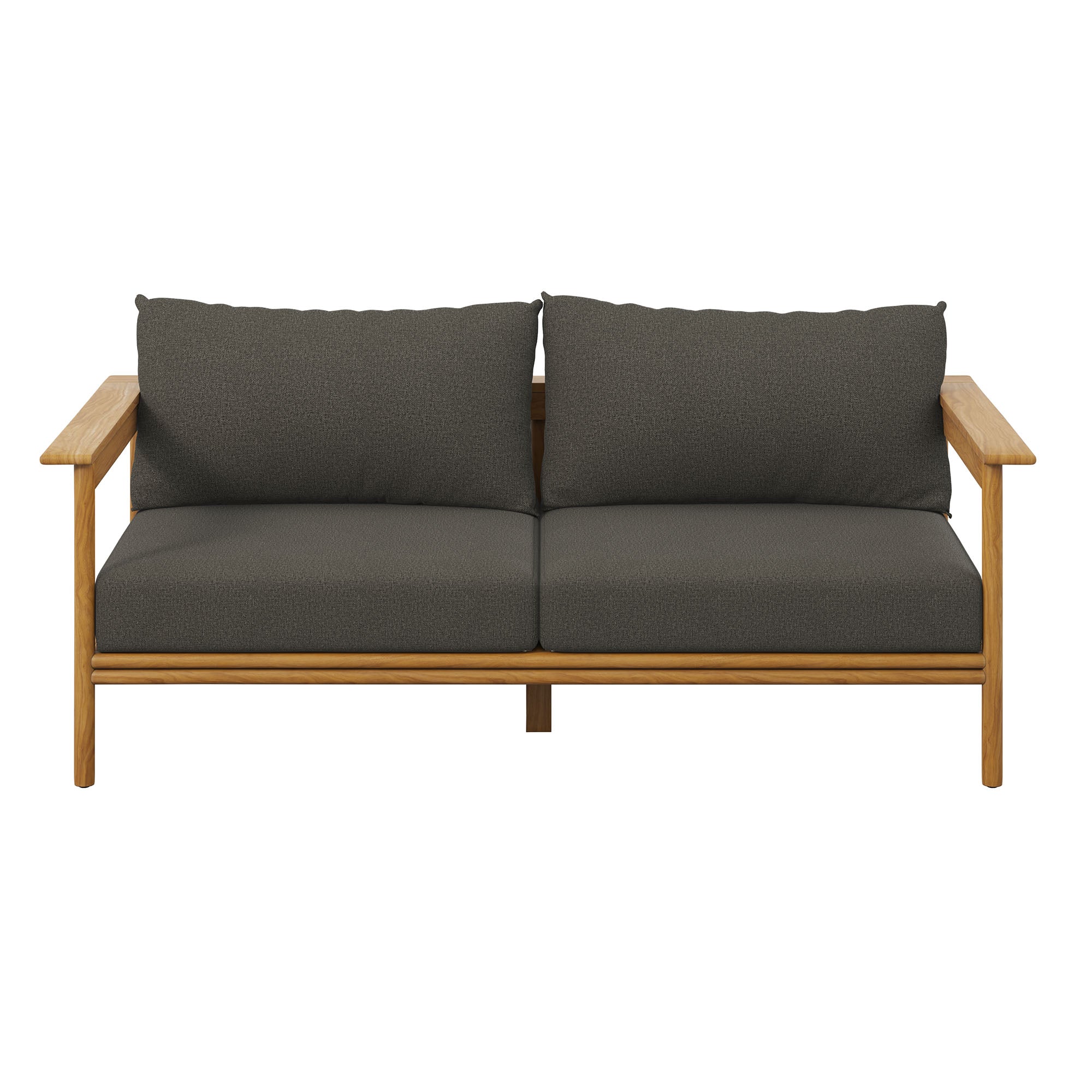 Wren Outdoor Patio Teak Wood Sofa, Natural Flint Gray