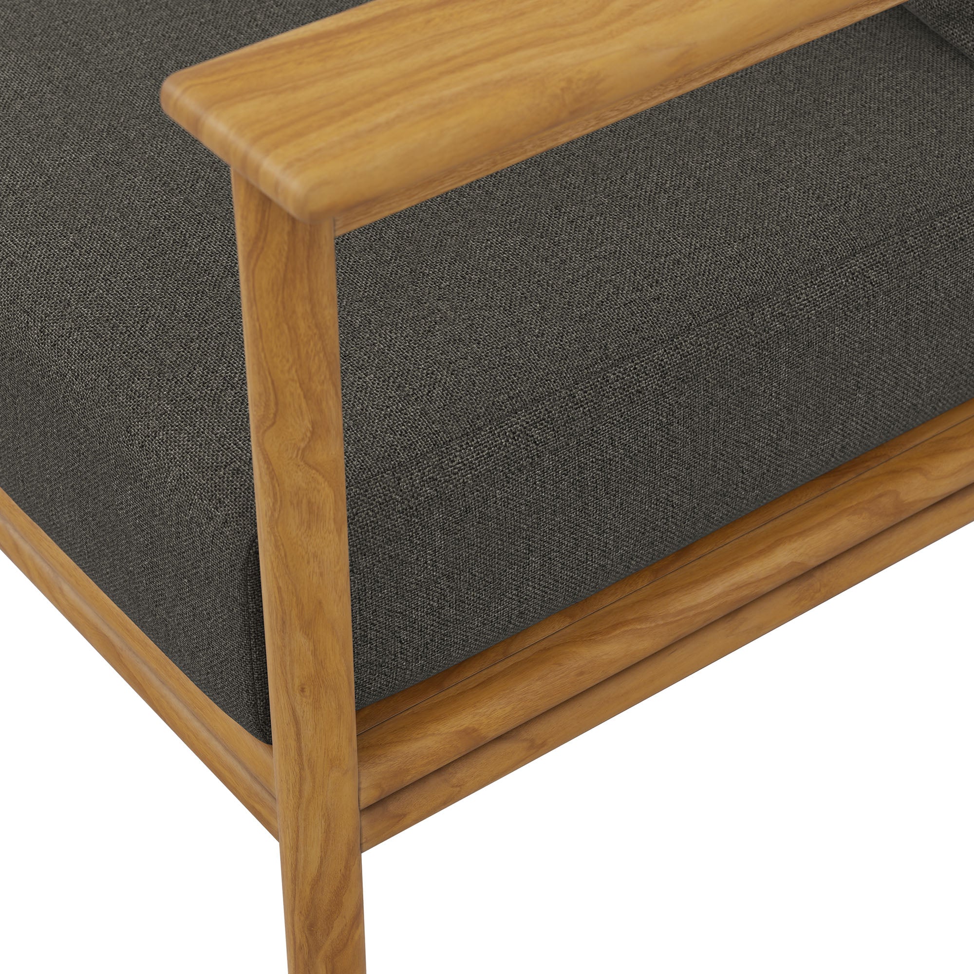Wren Outdoor Patio Teak Wood Sofa, Natural Flint Gray