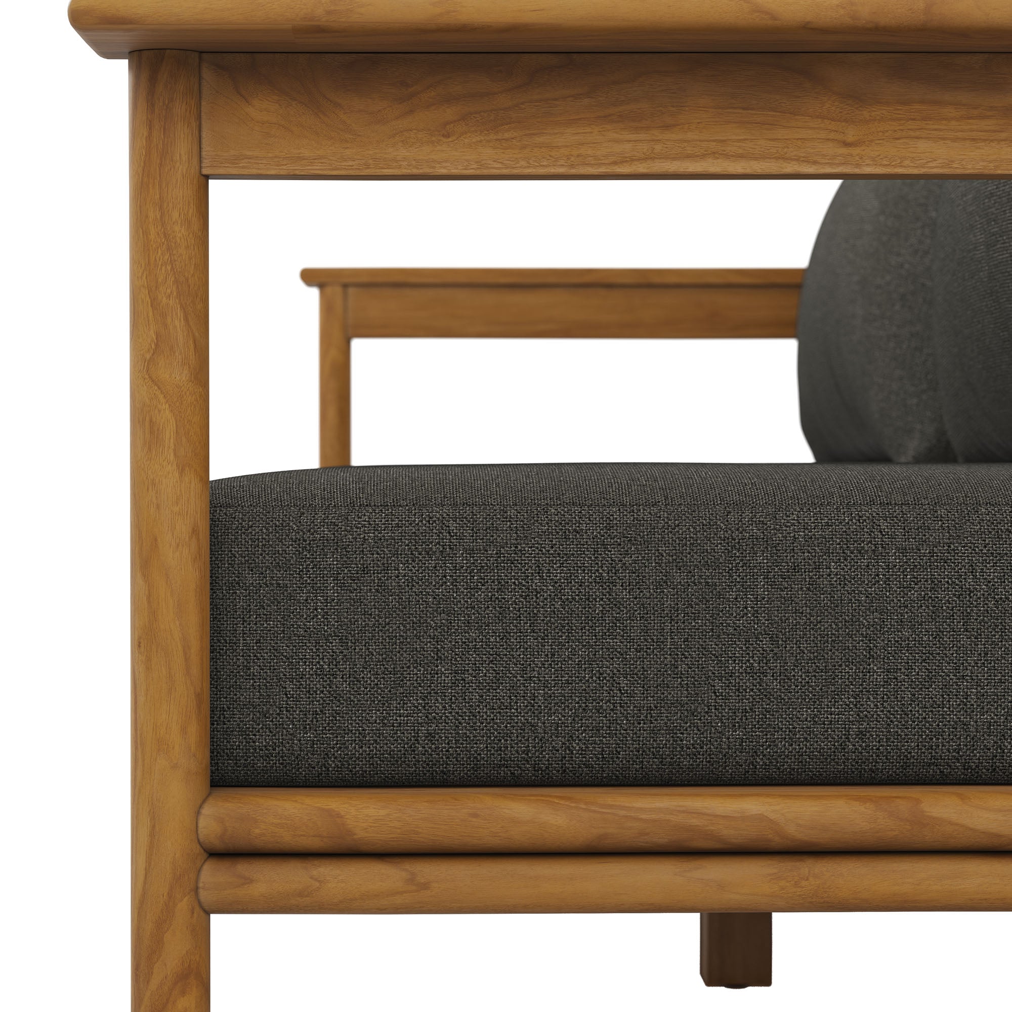 Wren Outdoor Patio Teak Wood Sofa, Natural Flint Gray