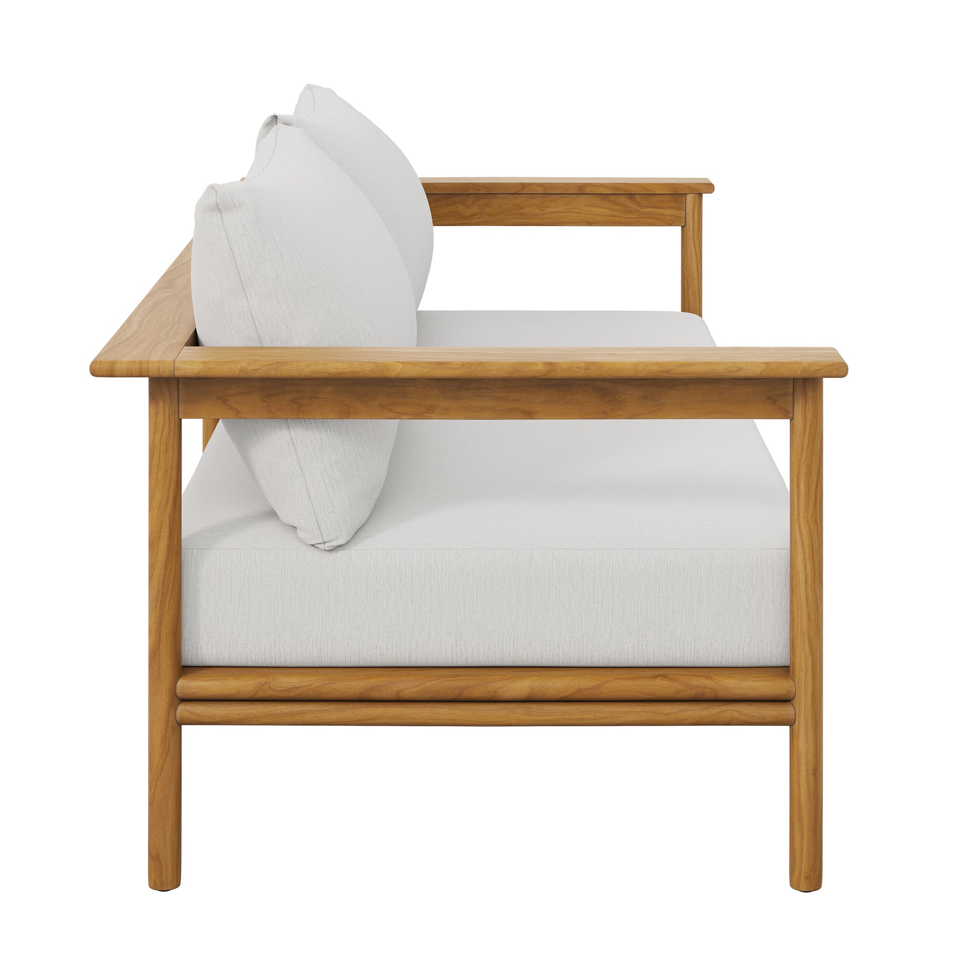 Wren Outdoor Patio Teak Wood Sofa, Natural Sail