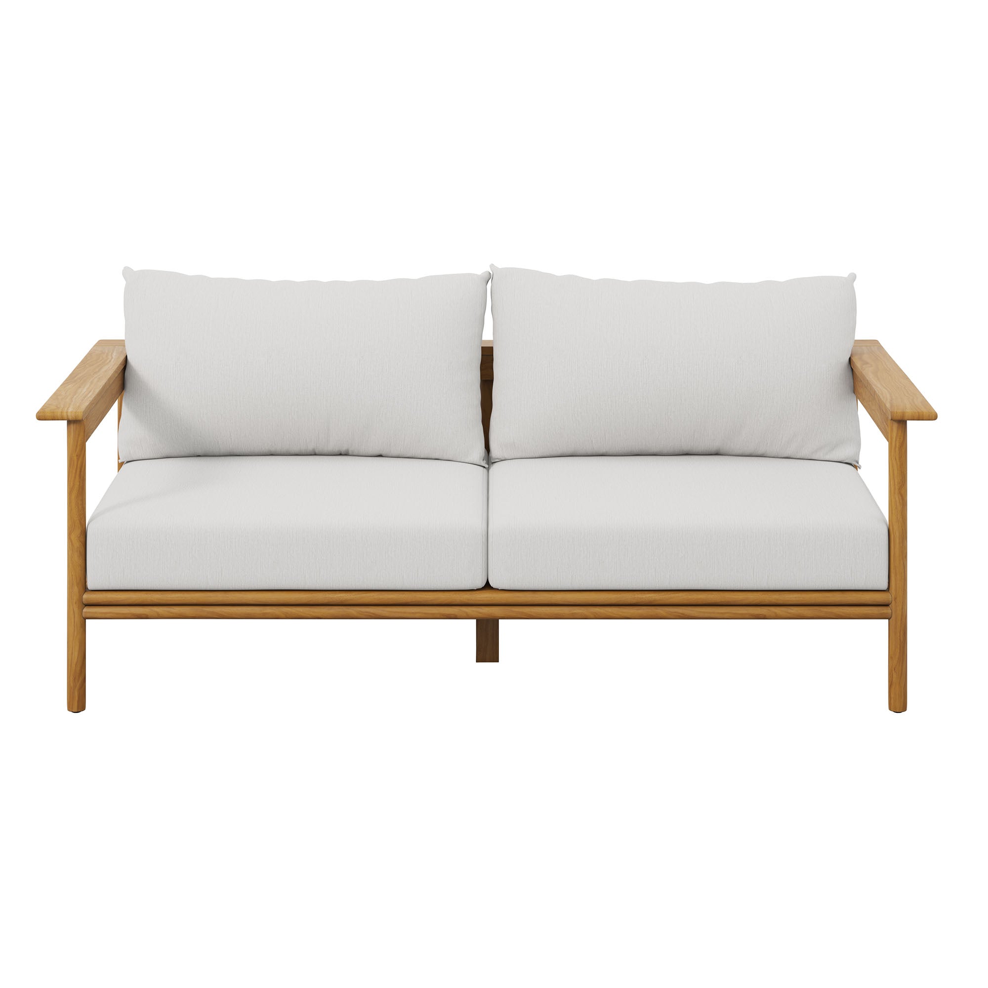 Wren Outdoor Patio Teak Wood Sofa, Natural Sail