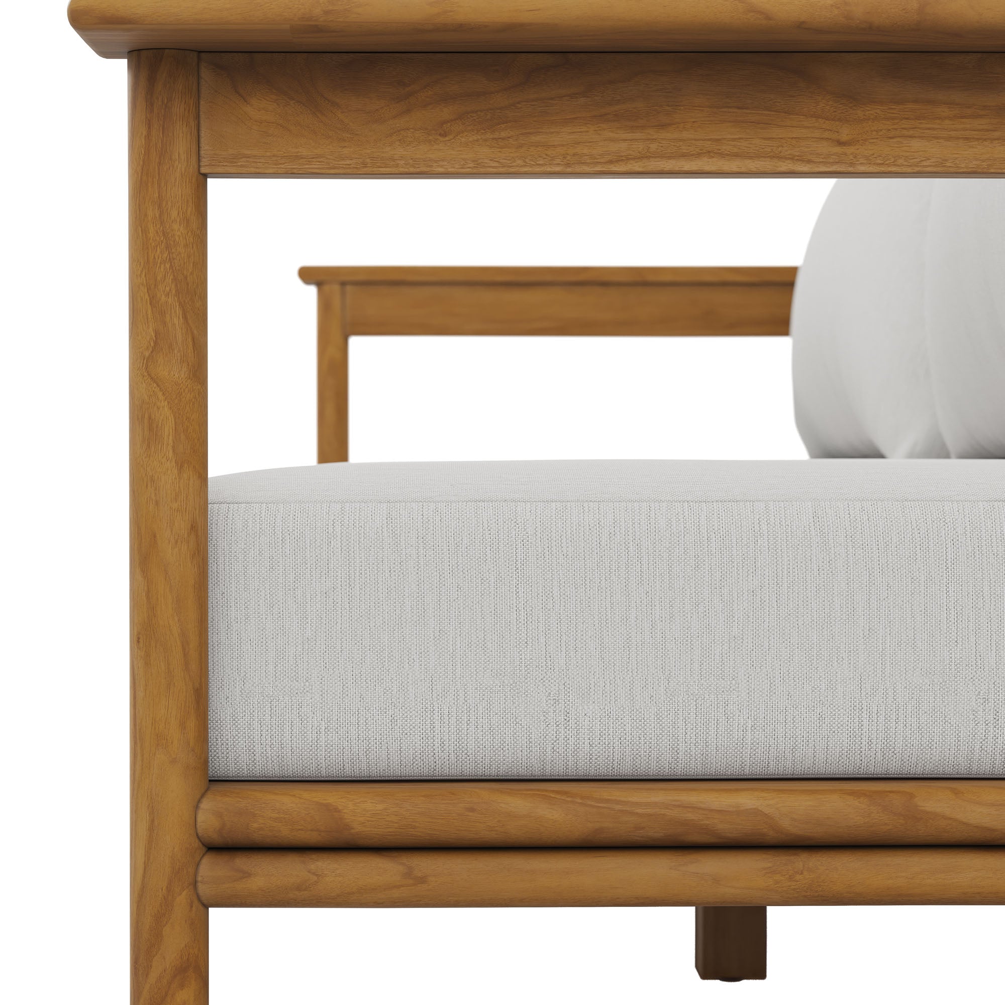 Wren Outdoor Patio Teak Wood Sofa, Natural Sail