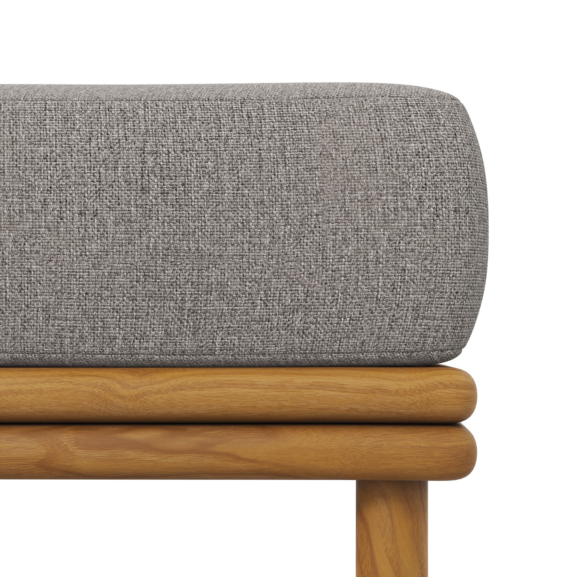 Wren Outdoor Patio Teak Wood Ottoman, Natural Driftwood