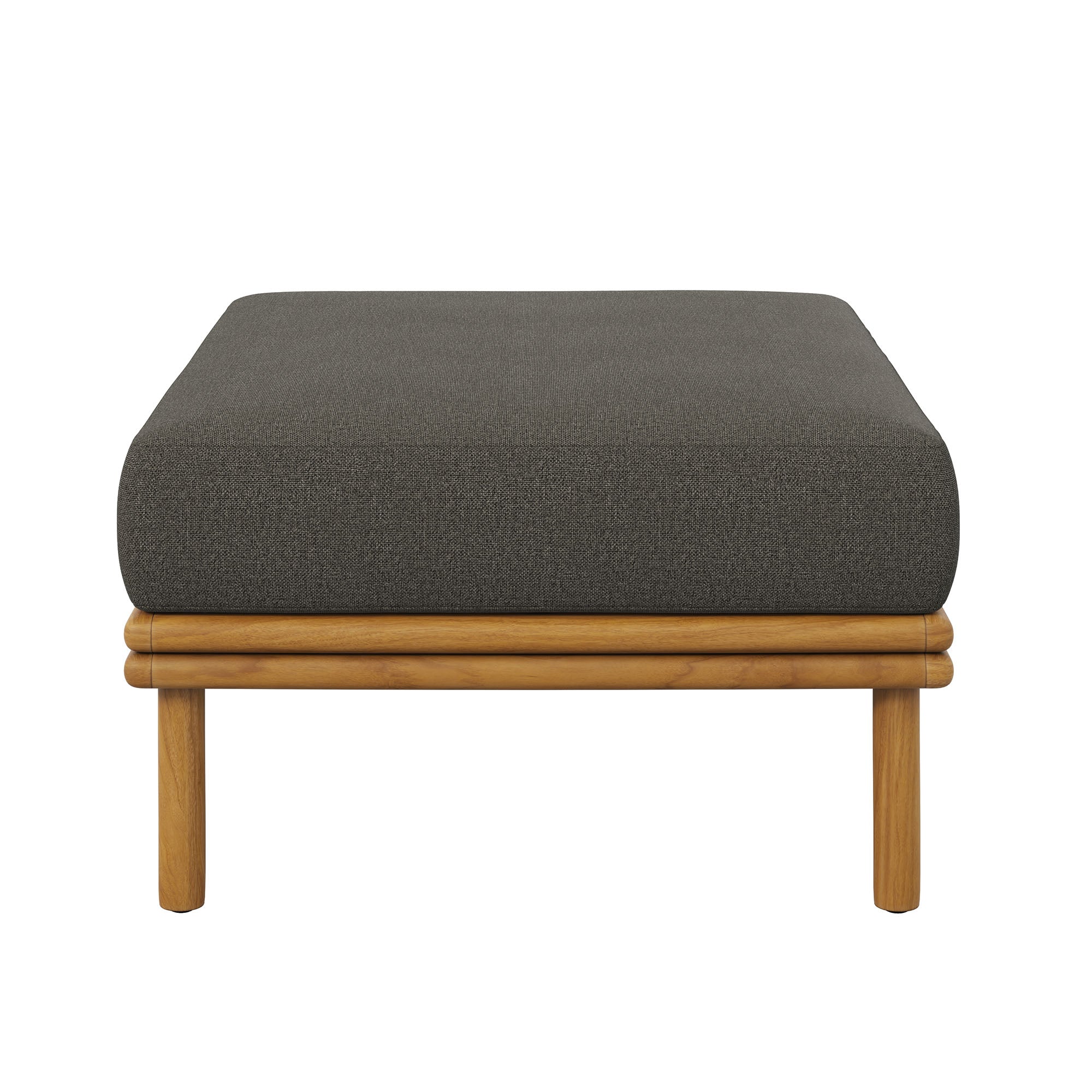 Wren Outdoor Patio Teak Wood Ottoman, Natural Flint Gray