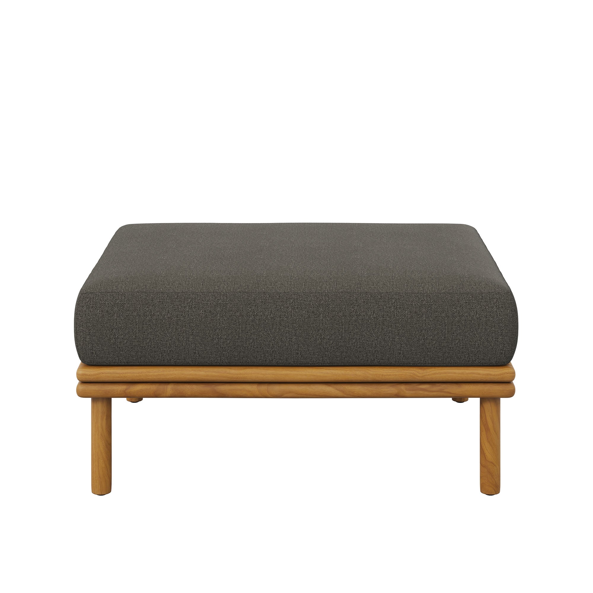 Wren Outdoor Patio Teak Wood Ottoman, Natural Flint Gray