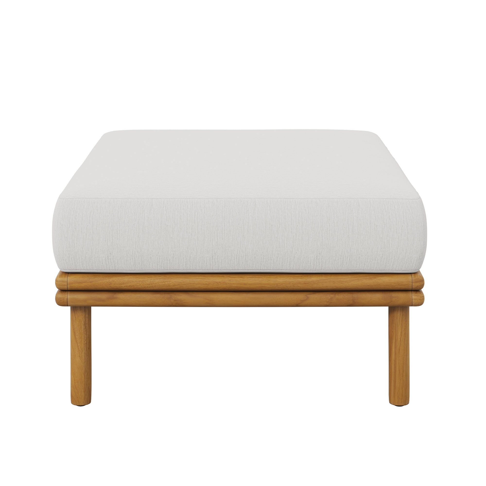 Wren Outdoor Patio Teak Wood Ottoman, Natural Sail