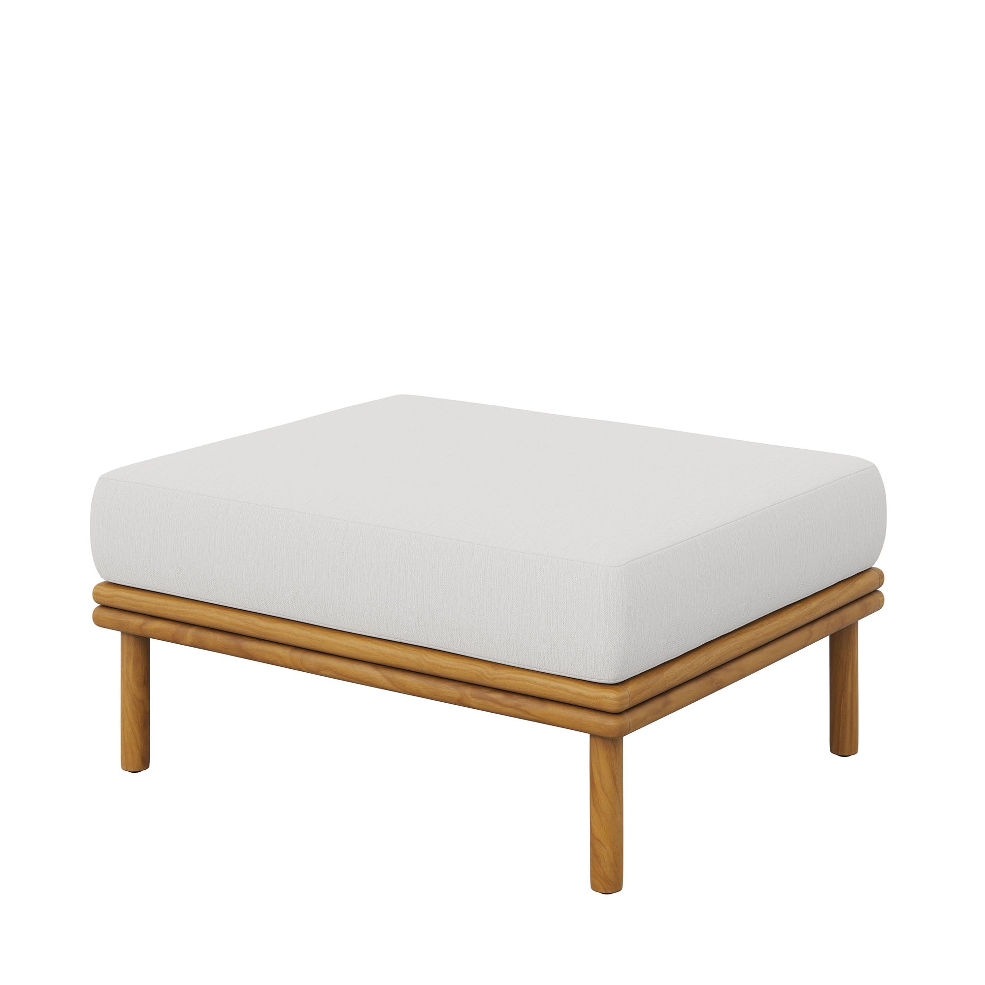Wren Outdoor Patio Teak Wood Ottoman, Natural Sail