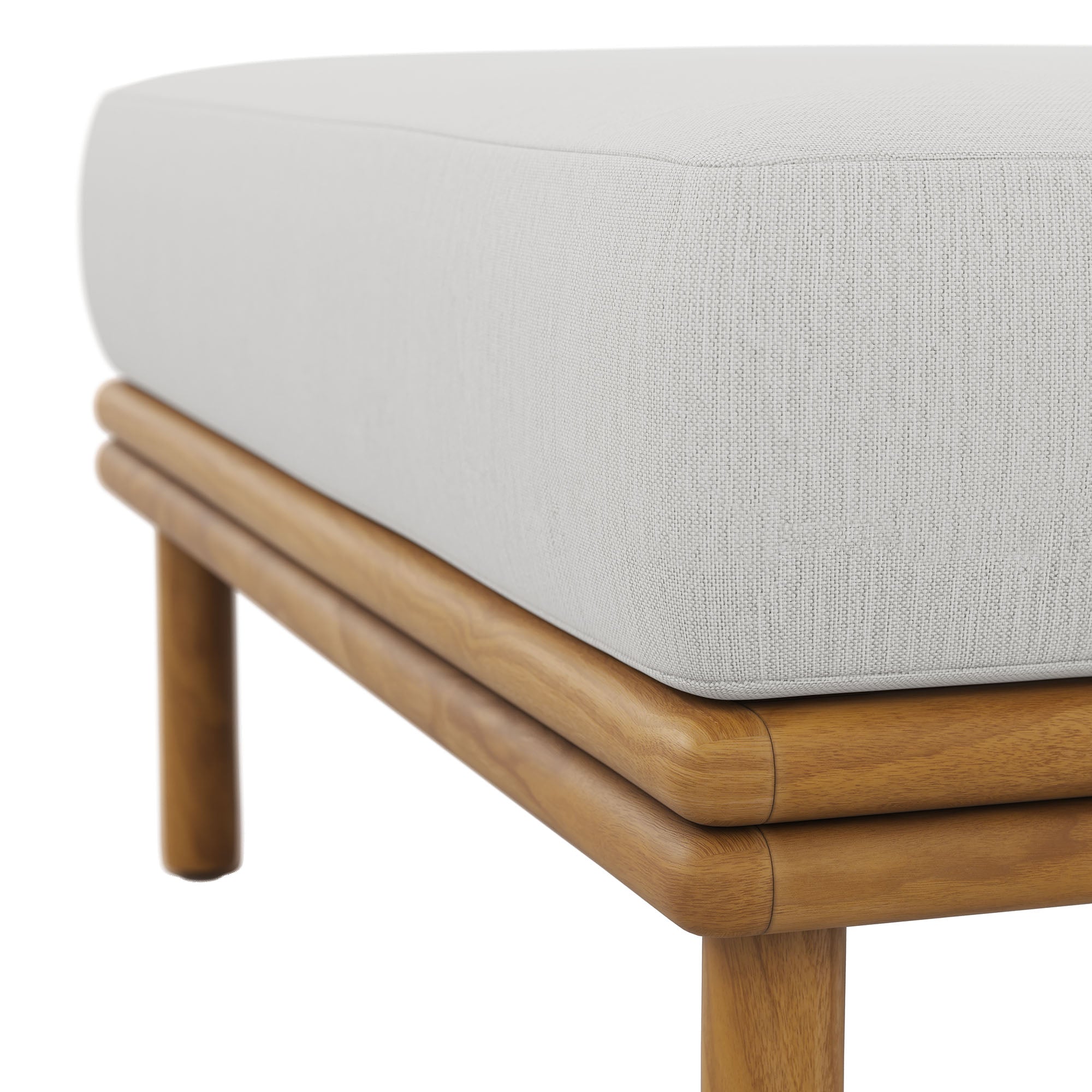 Wren Outdoor Patio Teak Wood Ottoman, Natural Sail