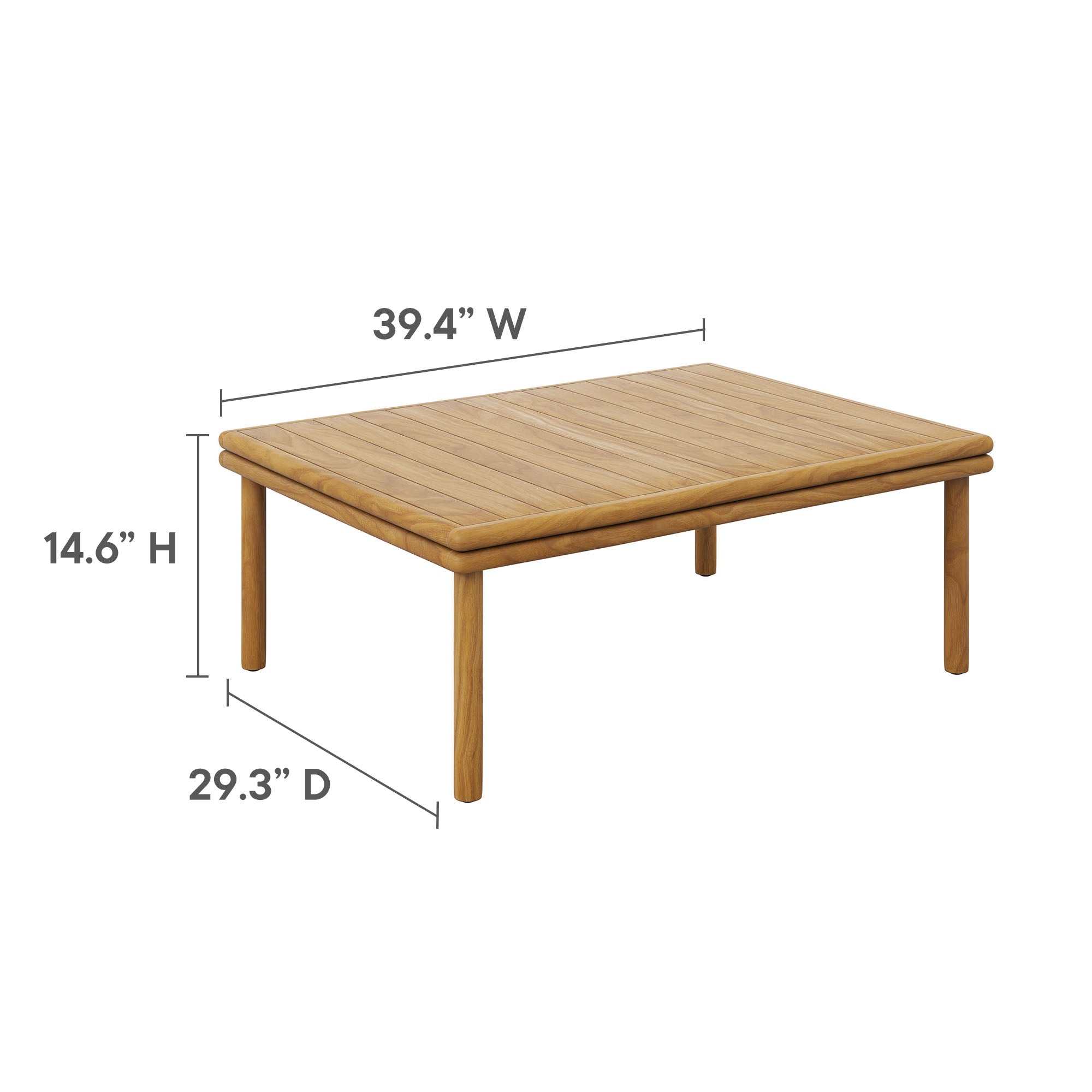 Wren 4-Piece Outdoor Patio Teak Wood Furniture Set, Natural Flint Gray