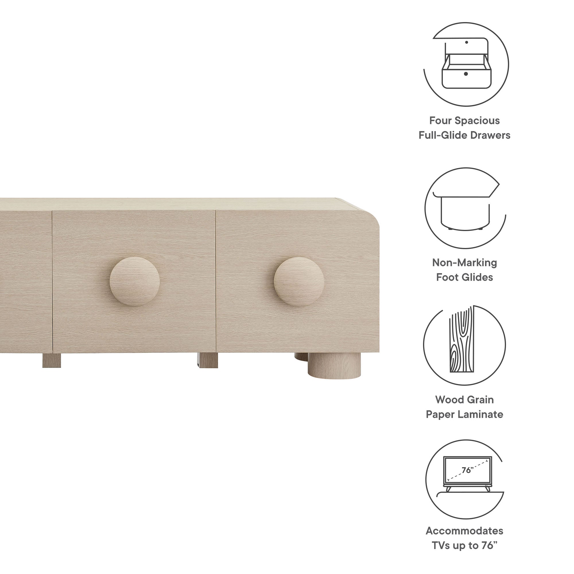 Sonnet 69" Low Profile TV Stand, Ash
