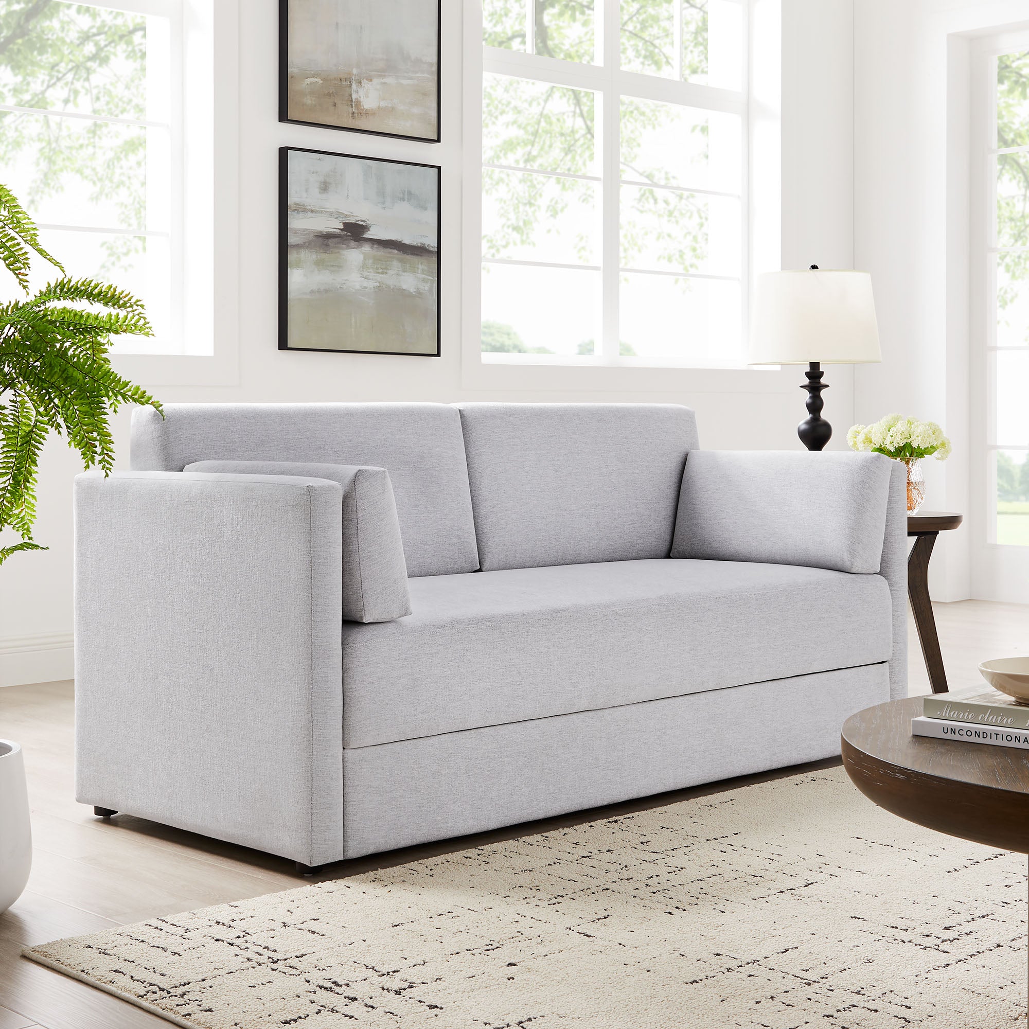 Linden Upholstered Heathered Chenille Sofa, Newsprint