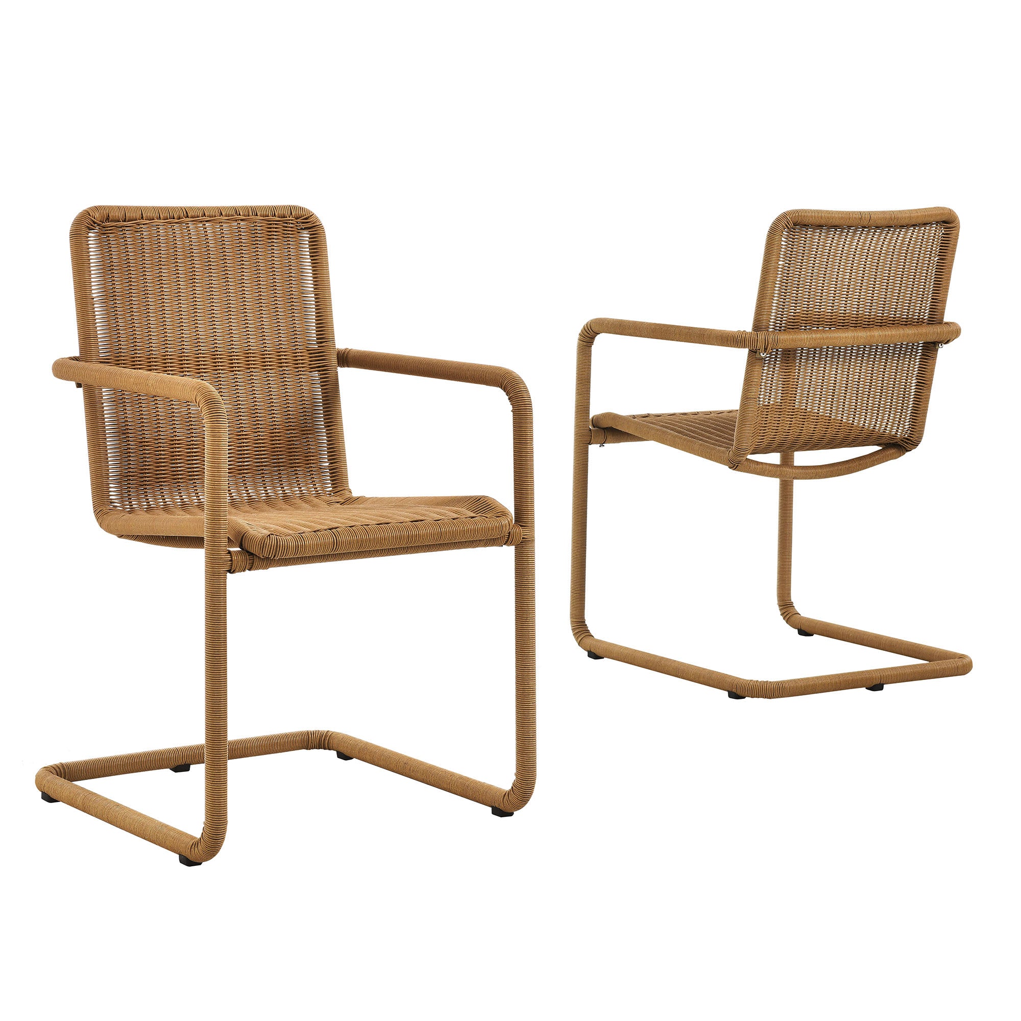 Abacus Outdoor Patio Wicker Dining Chairs Set of 2, Natural