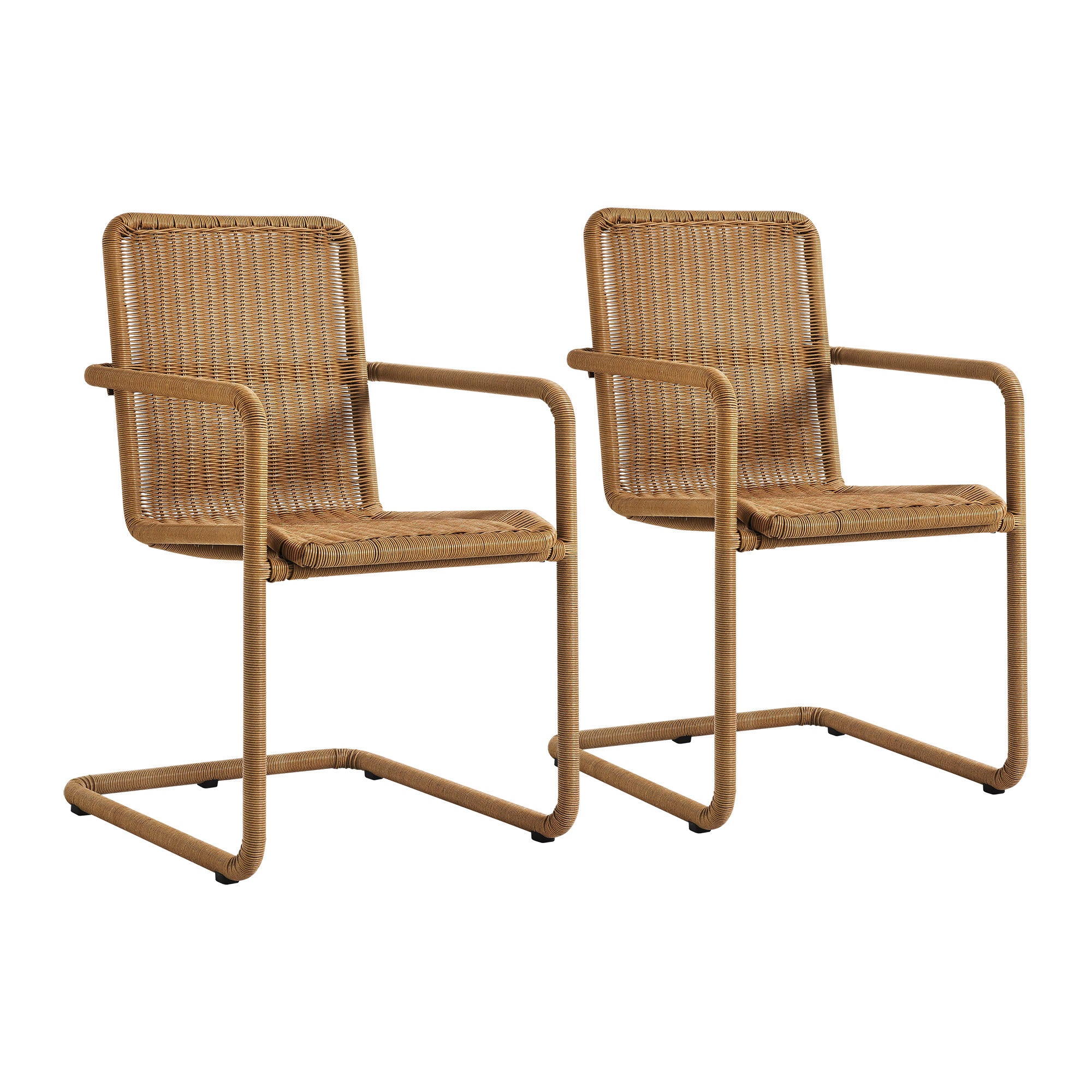 Abacus Outdoor Patio Wicker Dining Chairs Set of 2, Natural