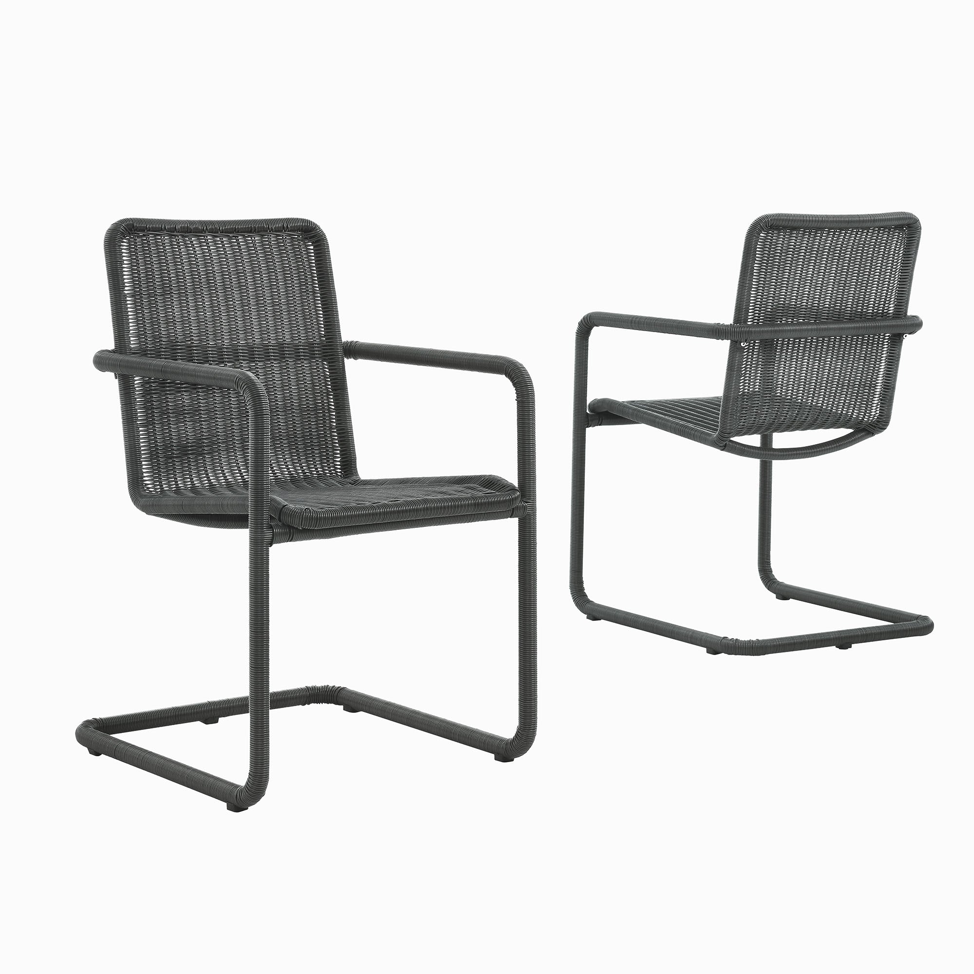 Abacus Outdoor Patio Wicker Dining Chairs Set of 2, Slate