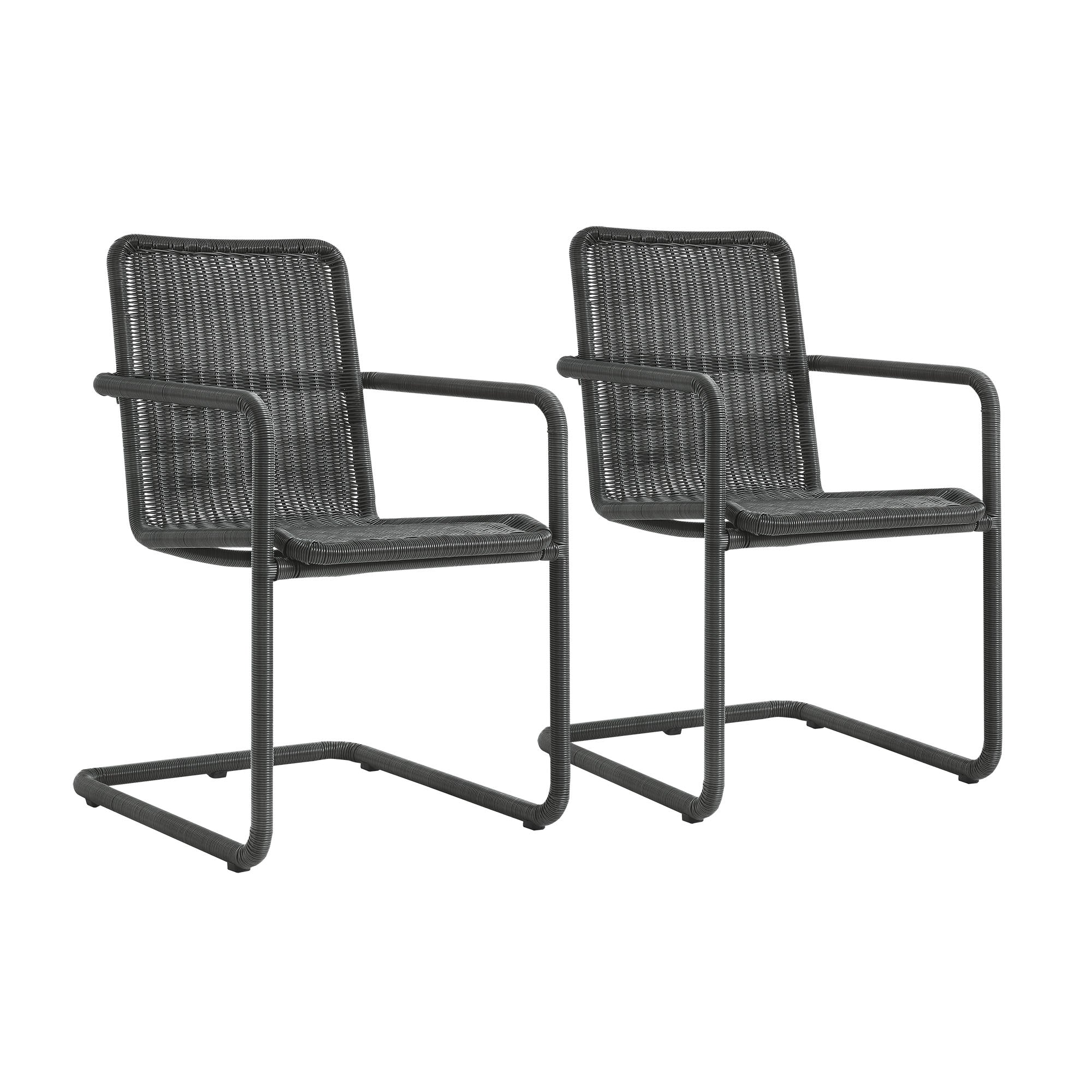 Abacus Outdoor Patio Wicker Dining Chairs Set of 2, Slate