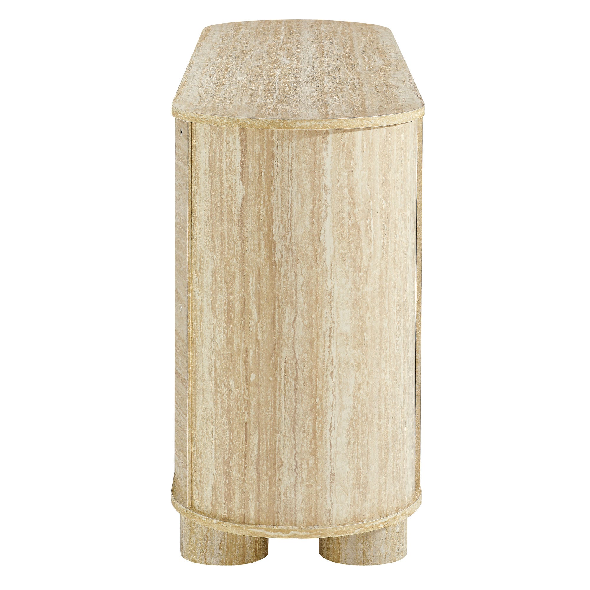 Overture 63" Oval Faux Travertine Sideboard, Travertine