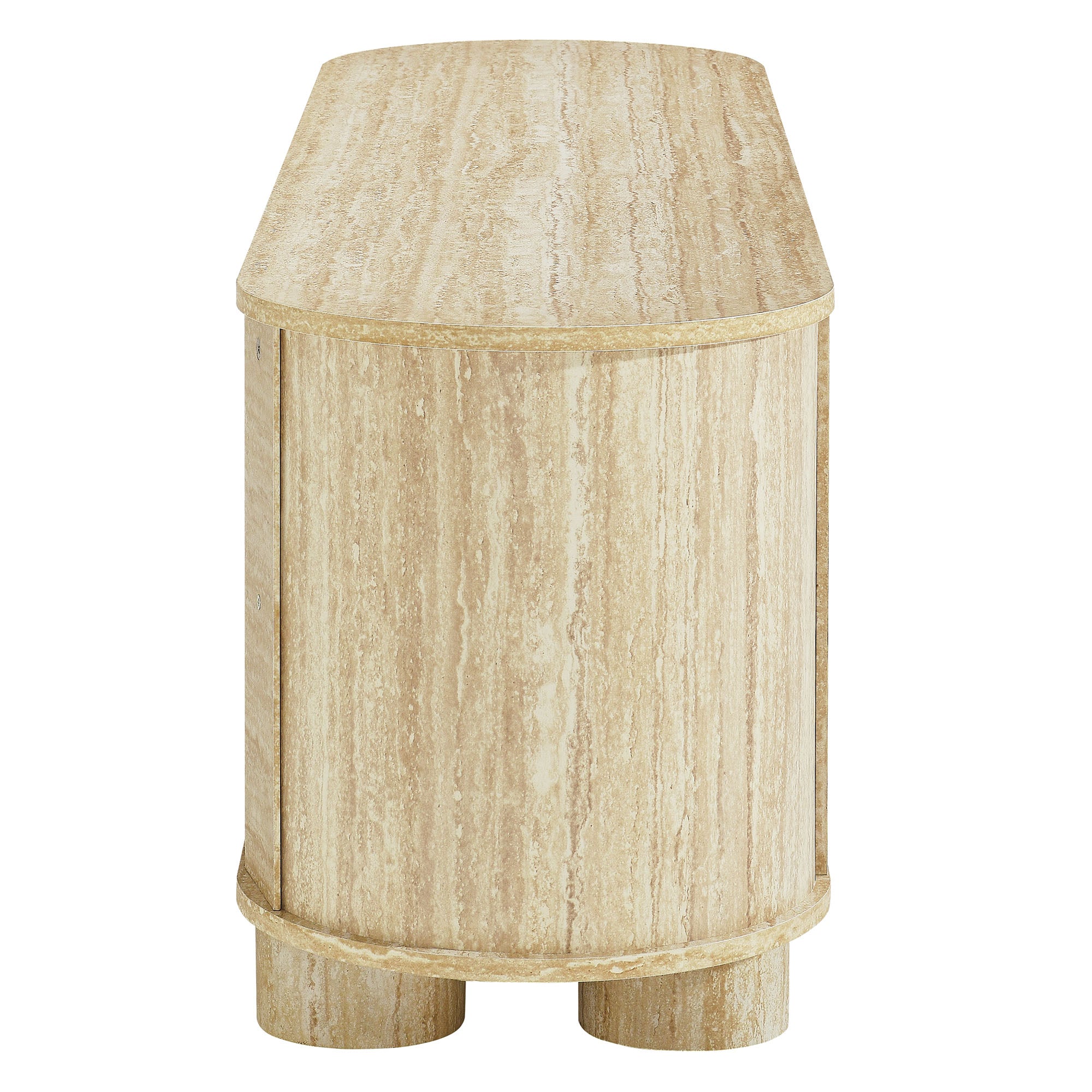 Overture 63" Oval Faux Travertine TV Stand, Travertine