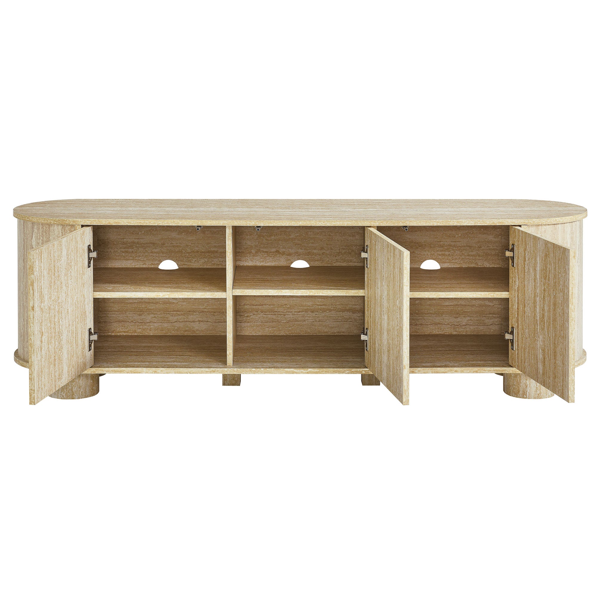 Overture 63" Oval Faux Travertine TV Stand, Travertine