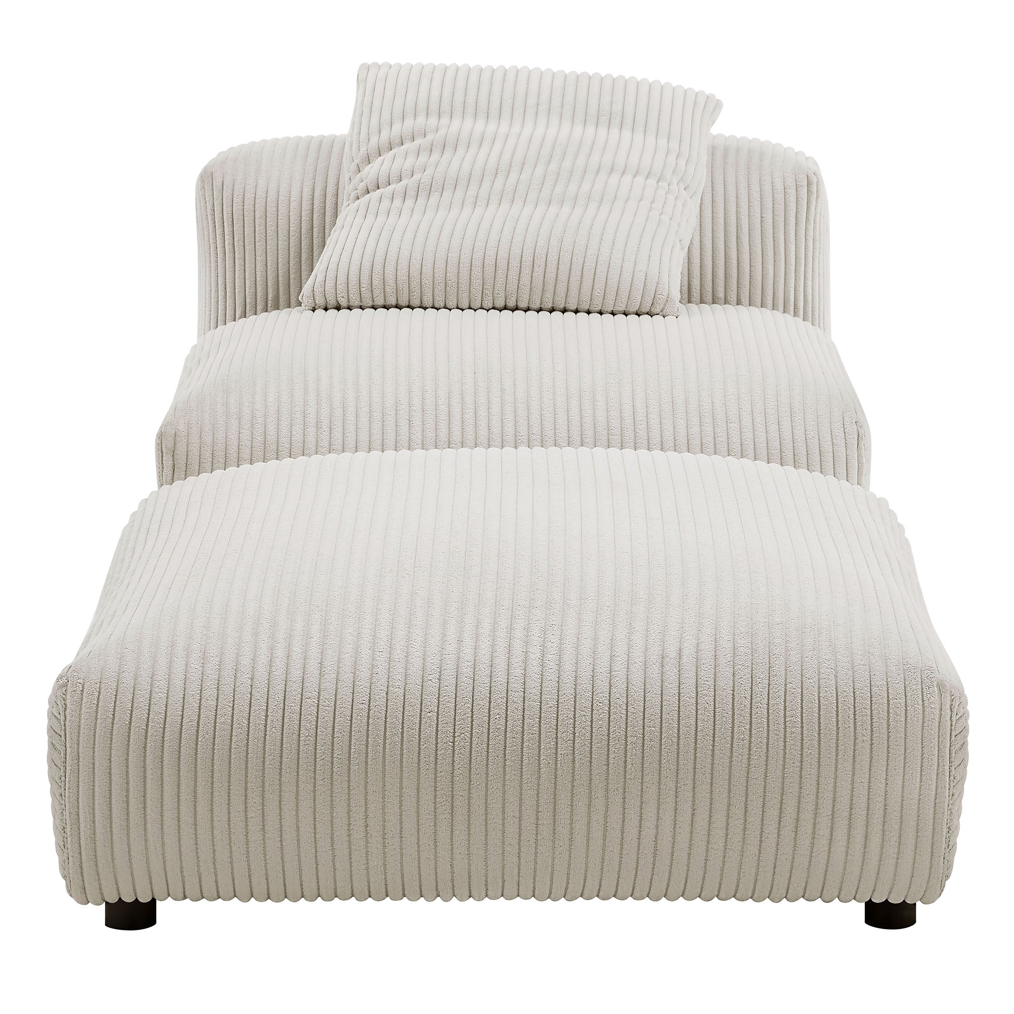 Solace Modular Corduroy Upholstered Armless Chair and Ottoman Set, Almond