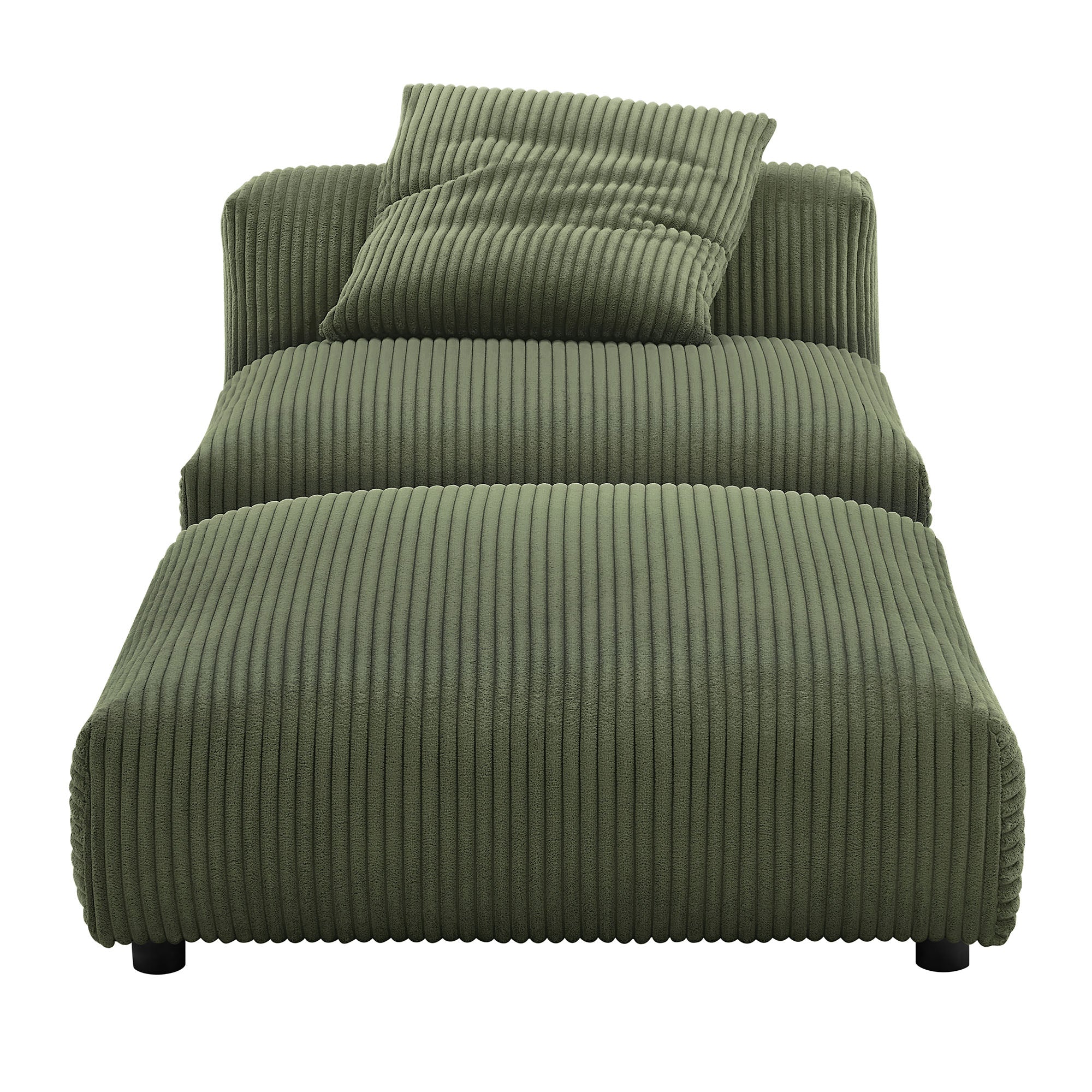 Solace Modular Corduroy Upholstered Armless Chair and Ottoman Set, Fern