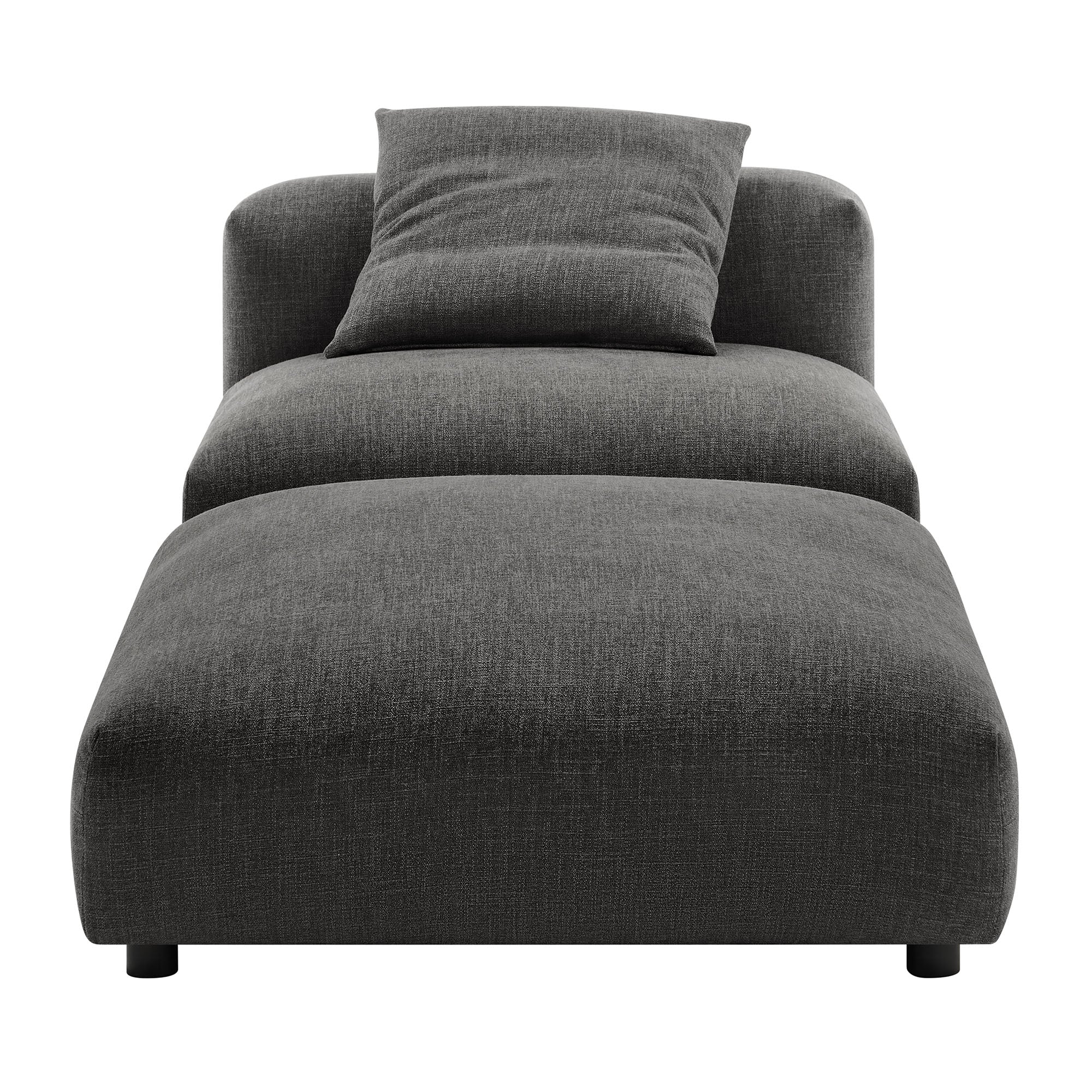 Solace Modular Upholstered Fabric Armless Chair and Ottoman Set, Charcoal