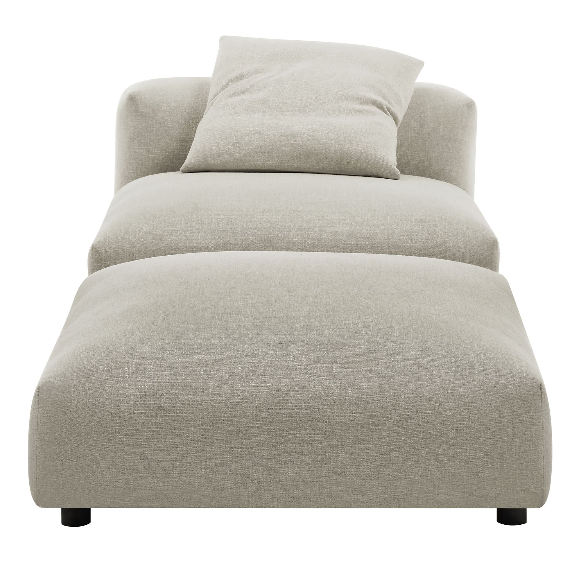 Solace Modular Upholstered Fabric Armless Chair and Ottoman Set, Linen