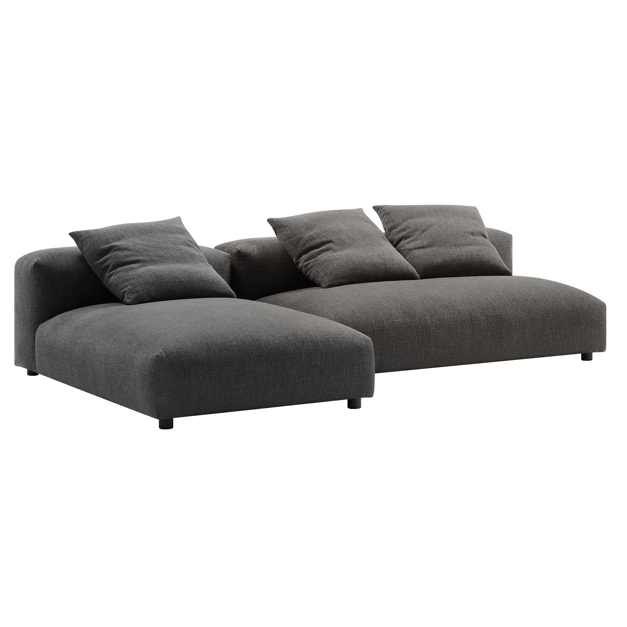 Solace 2-Piece Modular Upholstered Fabric Sectional Sofa With Chaise, Charcoal