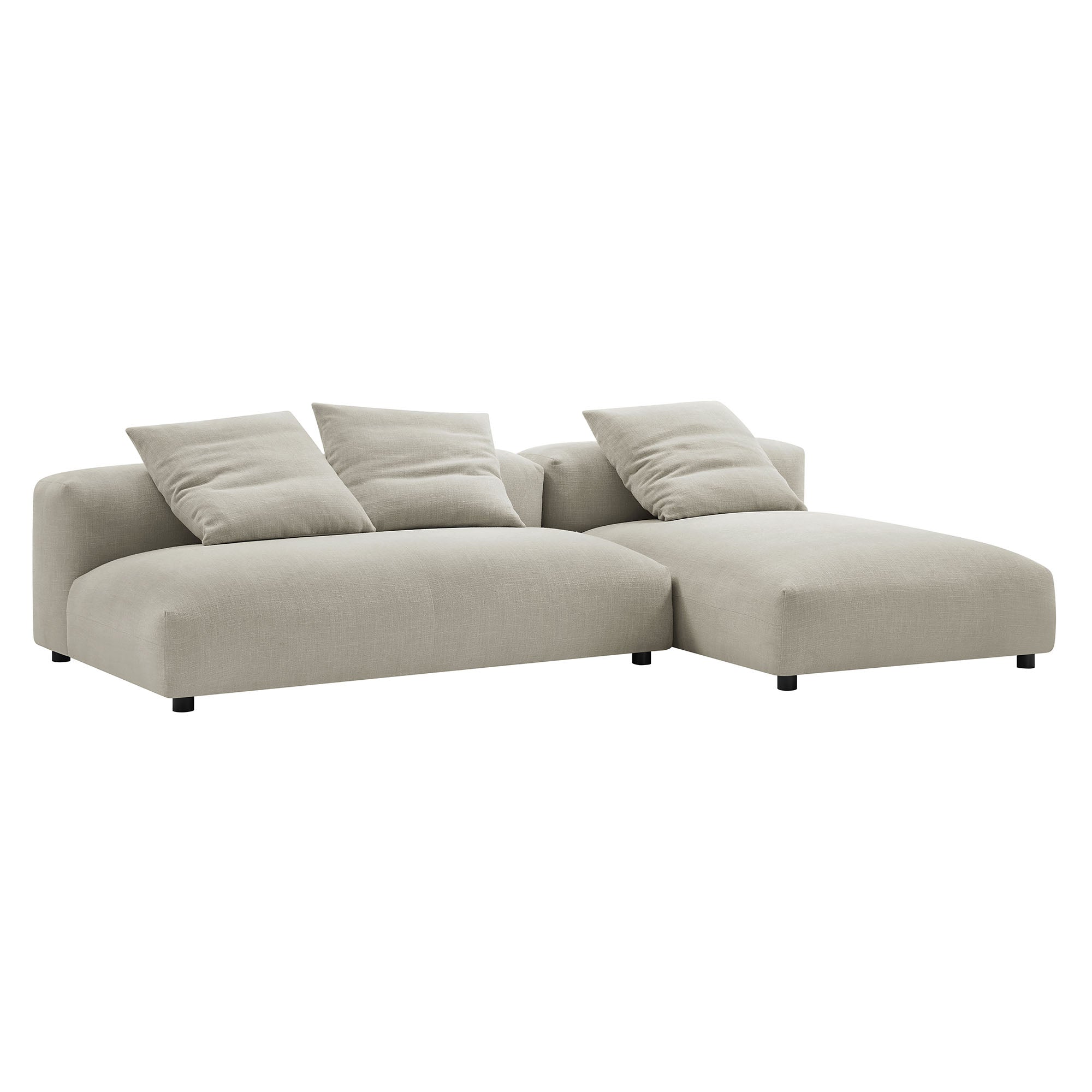 Solace 2-Piece Modular Upholstered Fabric Sectional Sofa With Chaise, Linen