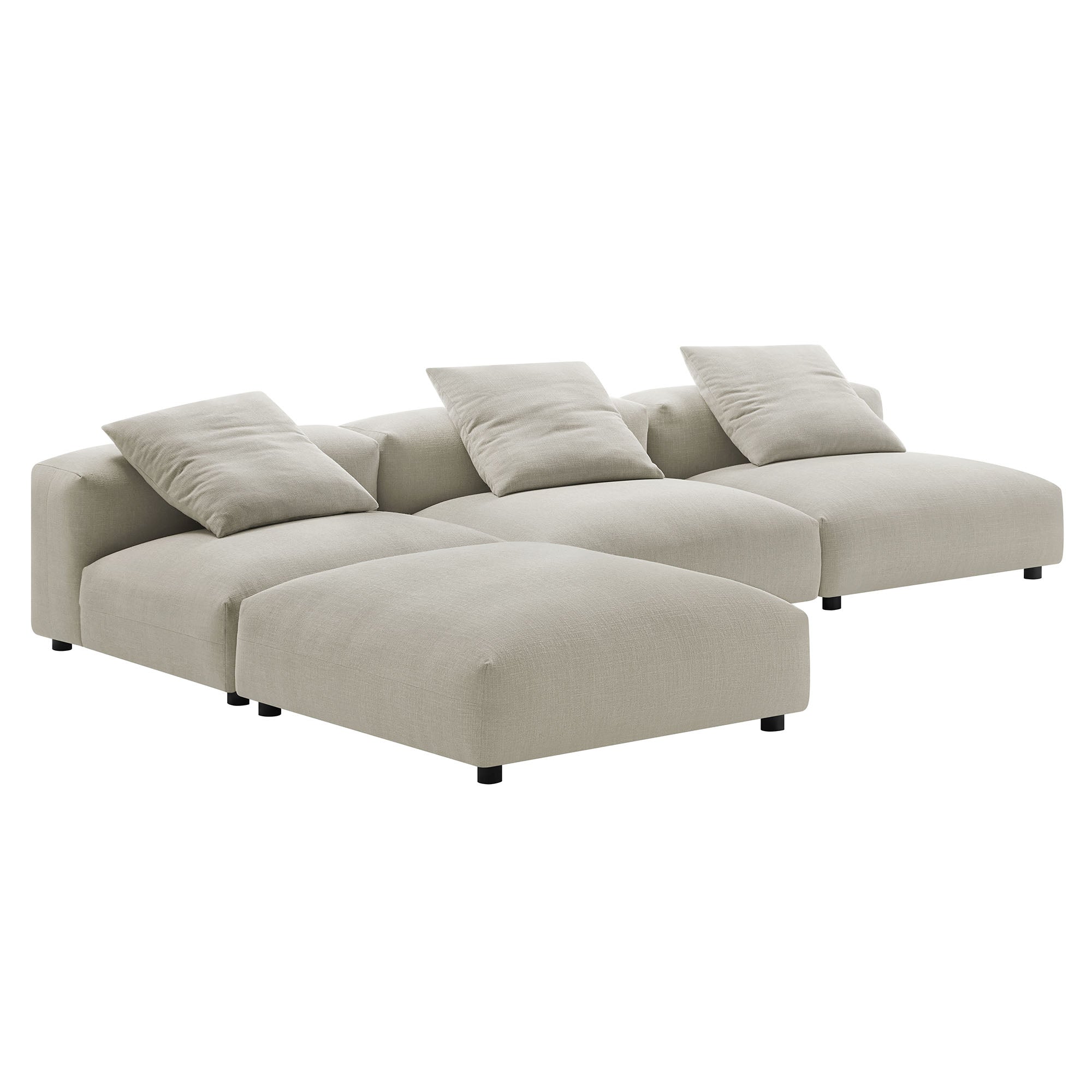 Solace 4-Piece Modular Upholstered Fabric Sectional Sofa, Linen
