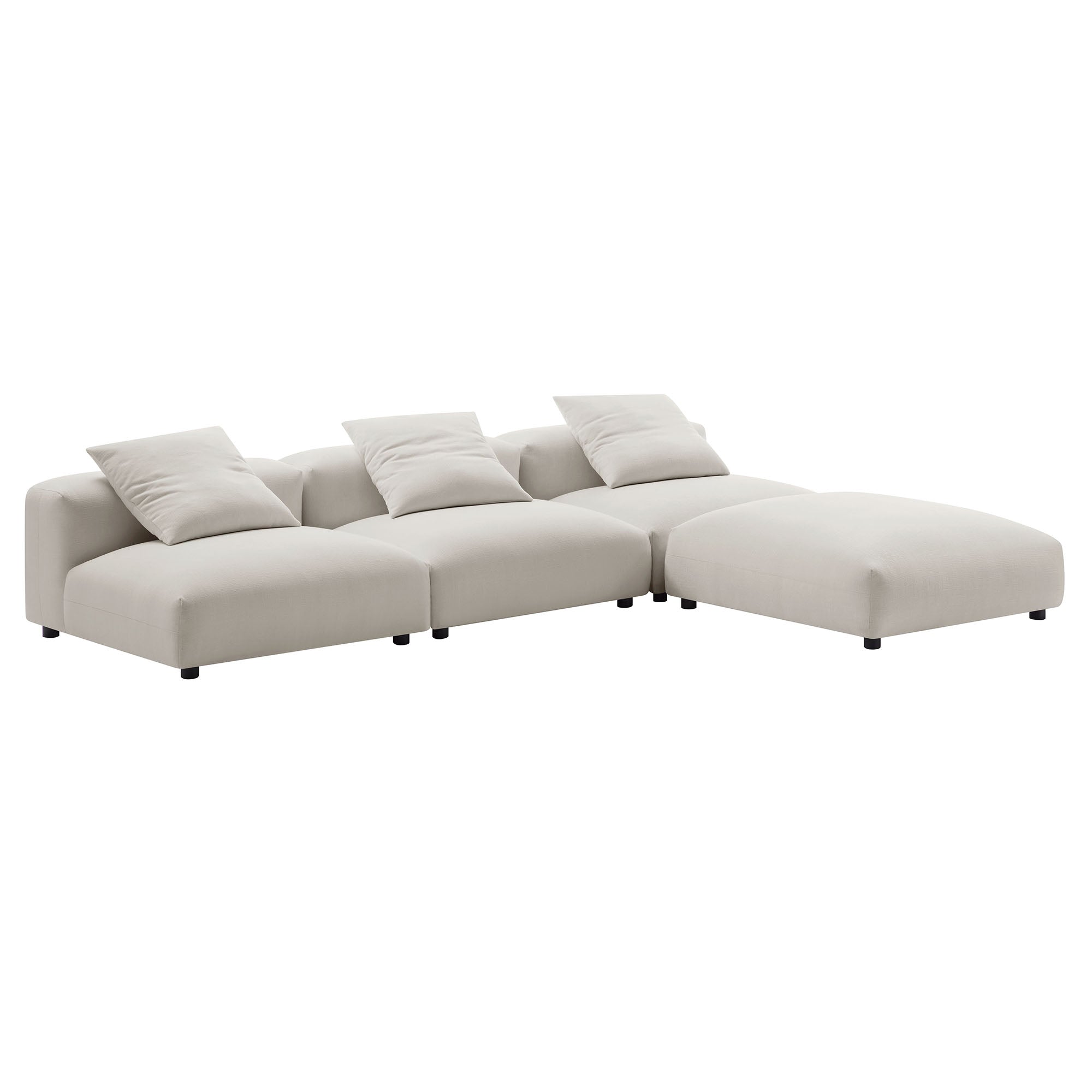 Solace 4-Piece Modular Upholstered Fabric Sectional Sofa, Salt