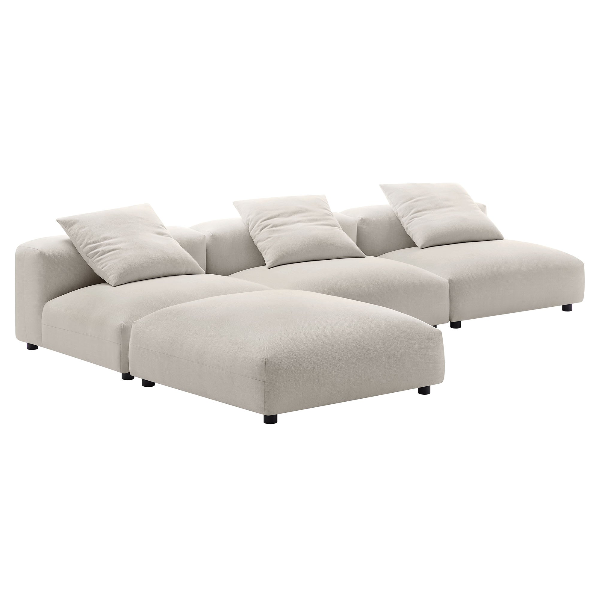 Solace 4-Piece Modular Upholstered Fabric Sectional Sofa, Salt