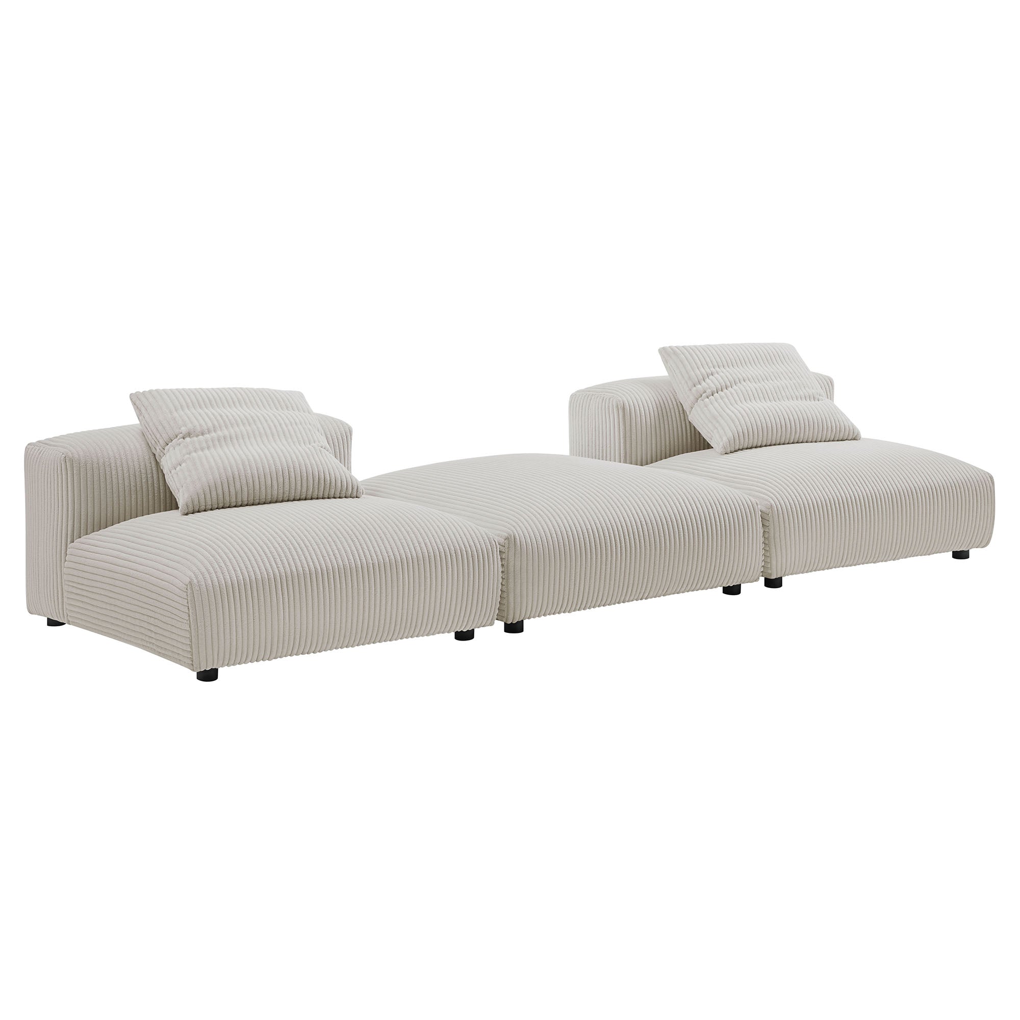 Solace 3-Piece Modular Corduroy Upholstered Sectional Sofa, Almond